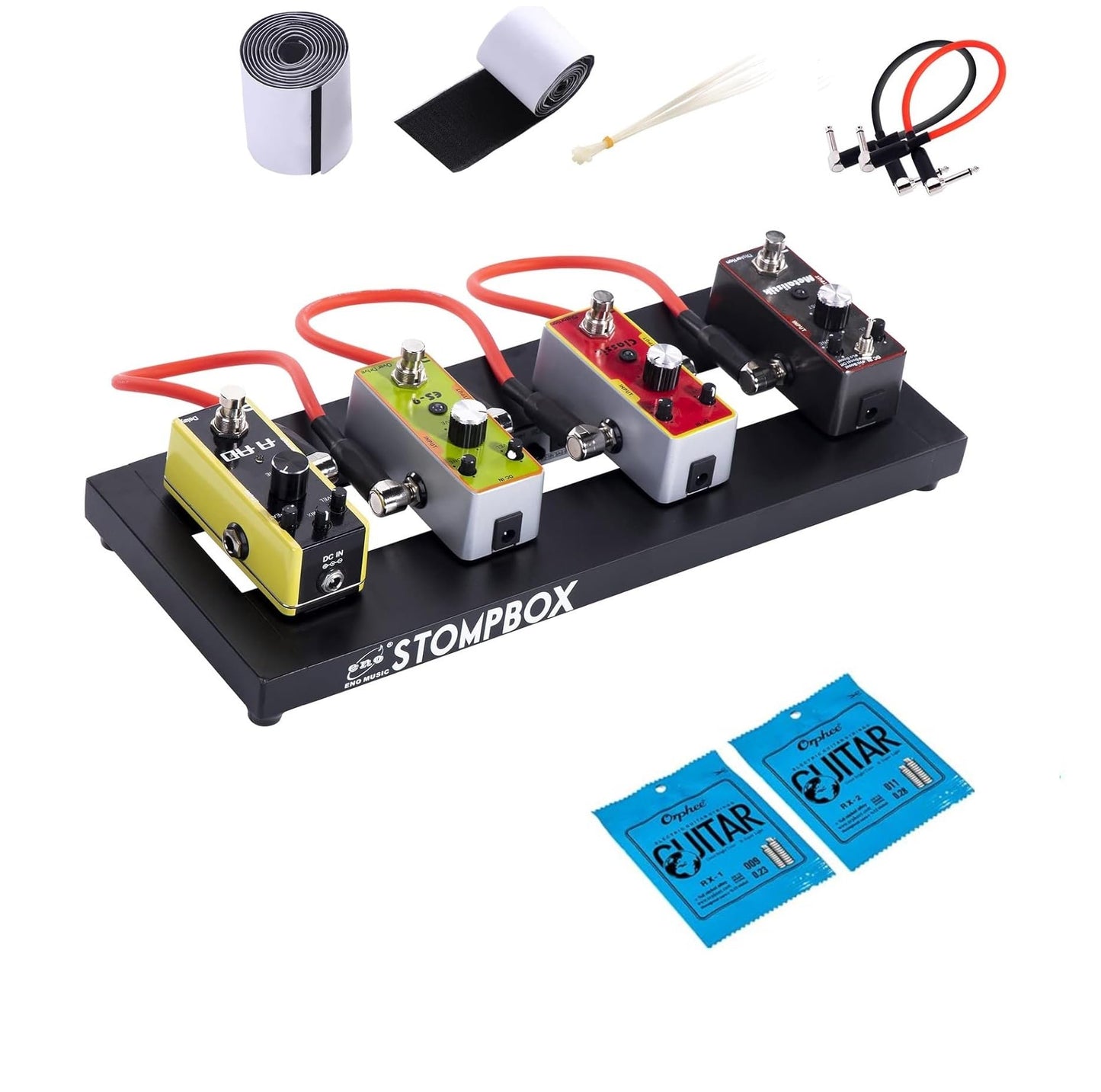 ENO MUSIC 14" Mini Pedal Board Guitar Effects Compact Small Pedalboard with Pedals Mountain Tape & Cable Tie