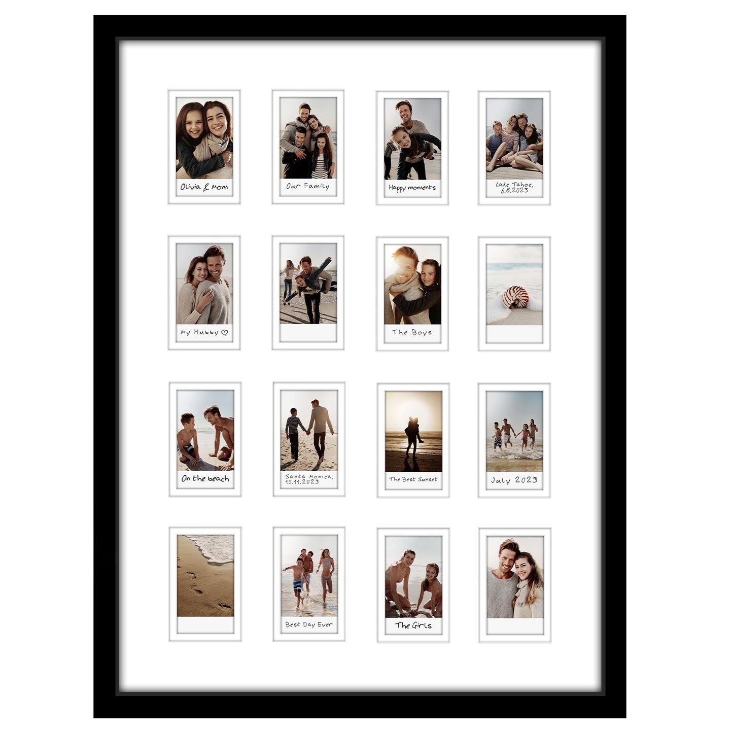 Americanflat 15x20 Picture Frame with 16 Openings for 2x3 Instant-Print Photos - Black Mini Picture Frames for Wall Display with Polished Plexiglass