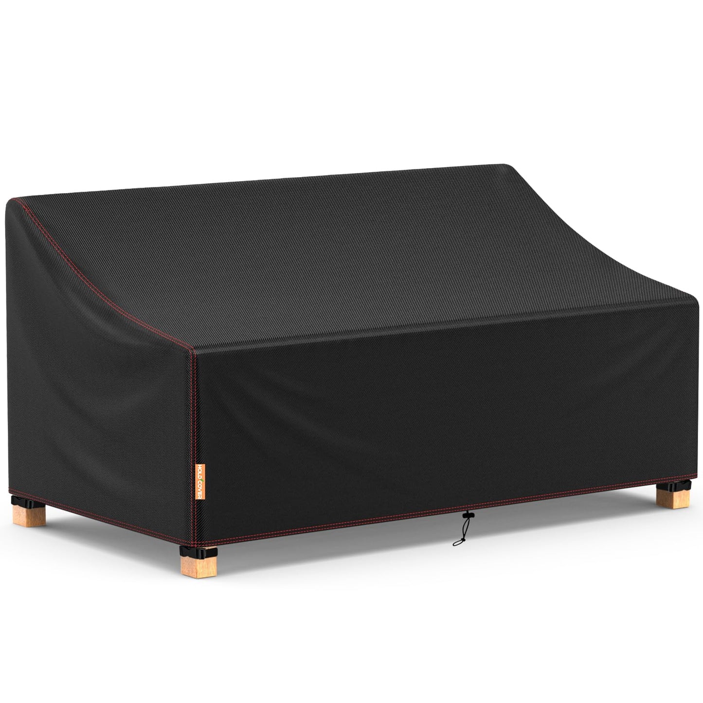 Patio Sofa Cover, 2-Seater Outdoor Couch Covers Waterproof Winter, 420D Patio Furniture Cover Loveseat, Outdoor Sofa Covers with Anti UV and No Tears, No Fading (Black, 60" W x 35" D x 35" H)