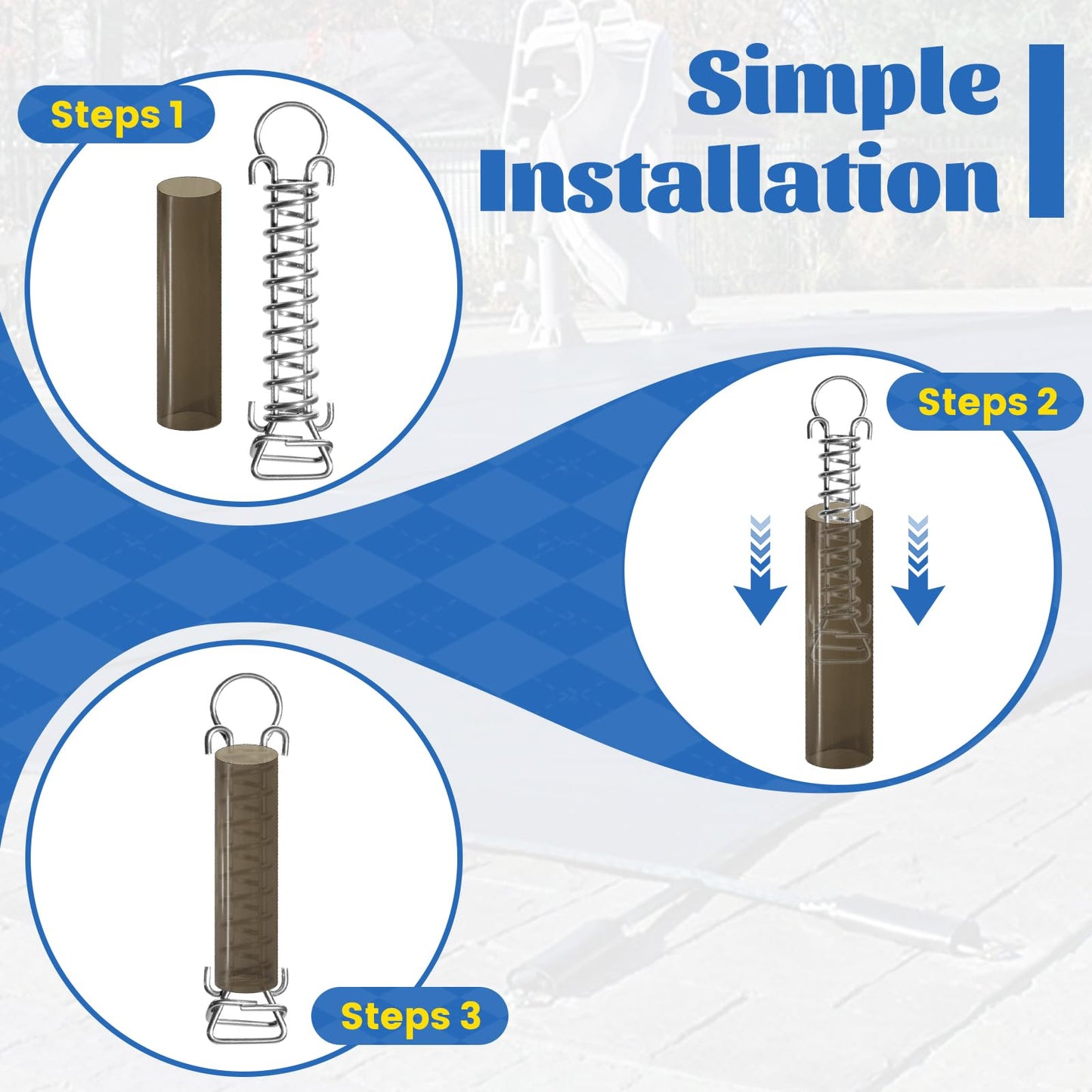 20Pcs Pool Cover Spring Sleeves, Winter Pool Cover Spring Covers Pool Safety Cover Springs, Vinyl Protective Sleeves for In-Ground Swimming Pool