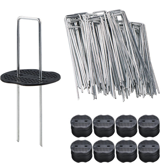 Artilife Landscape Fabric Staples with Gaskets,Galvanized Steel Landscape Staples,6” Length 11 Gauge Landscape Fabric Pins,U Shape Landscaping Staples for Weed Barrier (200pcs 6")