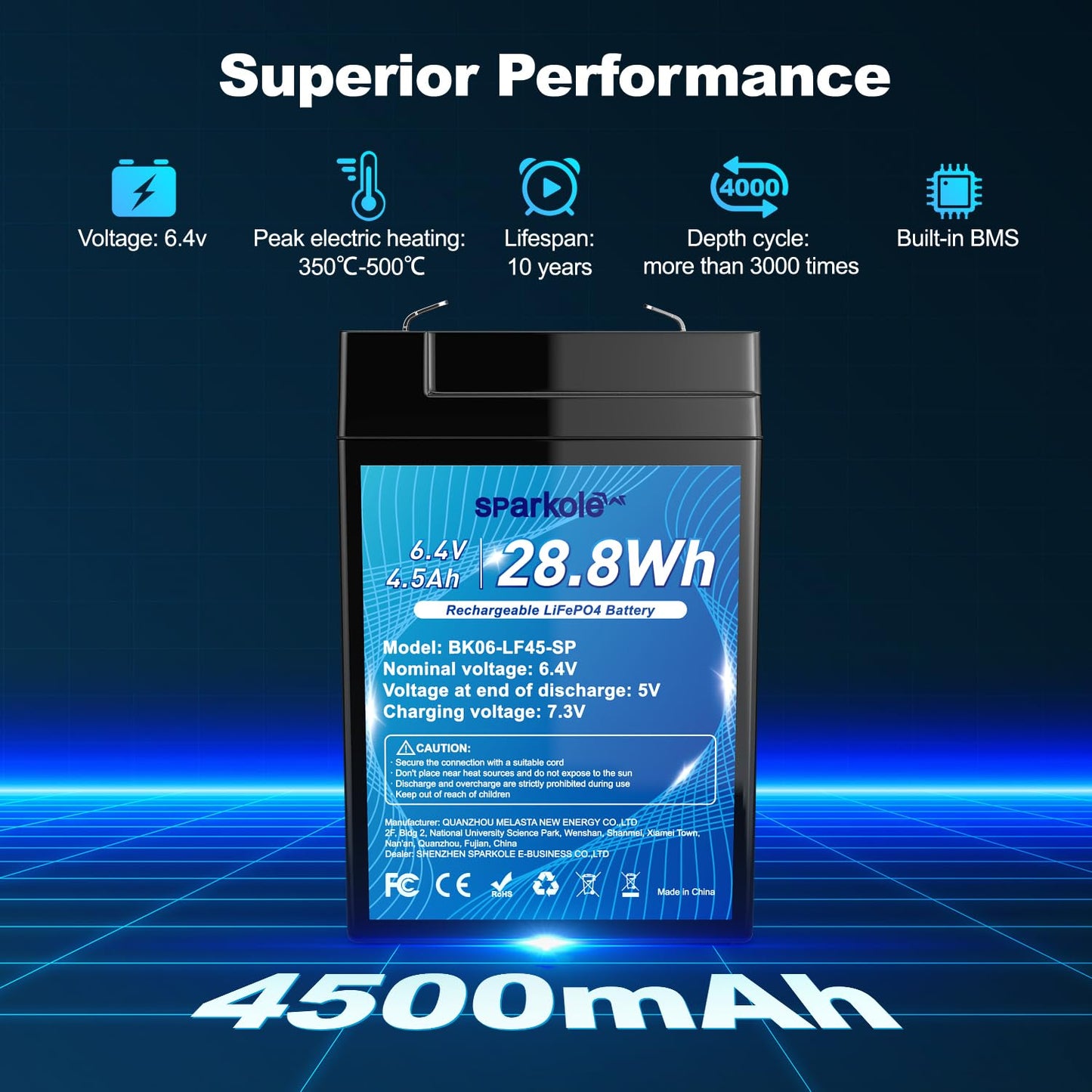 6V 4.5Ah LiFePO4 Battery 2 Pack, Intelligent BMS Rechargeable Lithium Iron Phosphate Battery for Ride On Toys/Deer Feeder/Emergency Lighting/Solar Systems//Electronic Scales, 2000 Times Deep Cycles