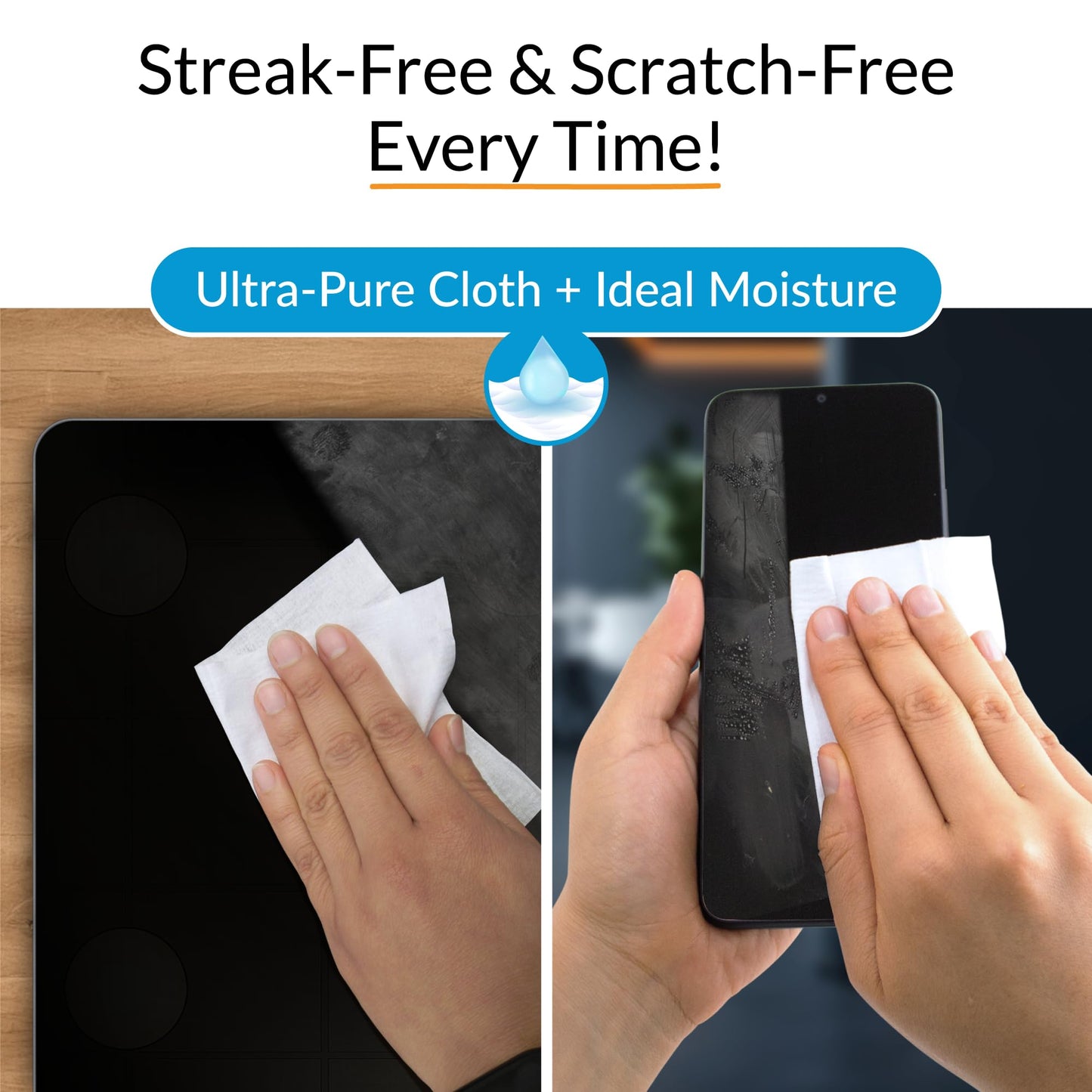 iCloth Large Screen Cleaning Wipes for Electronics, Lint-Free and Streak-Free, Fast-Drying, Removes Dust, Fingerprints, and Smudges (100 Large Wipes)