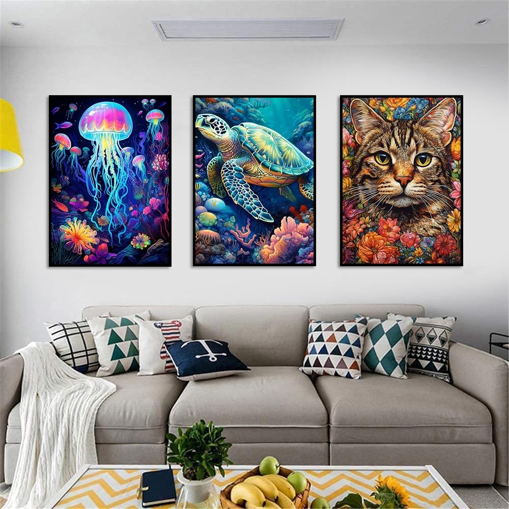 9 Pack Diamond Painting Kits, Peacock 5D Diamond Art Kits for Adults Cow Full Drill Diamond Paintings Kit for Adults Beginners, DIY Animal Diamond Painting Packs Gem Art Home Wall Decor 11.8x15.7in