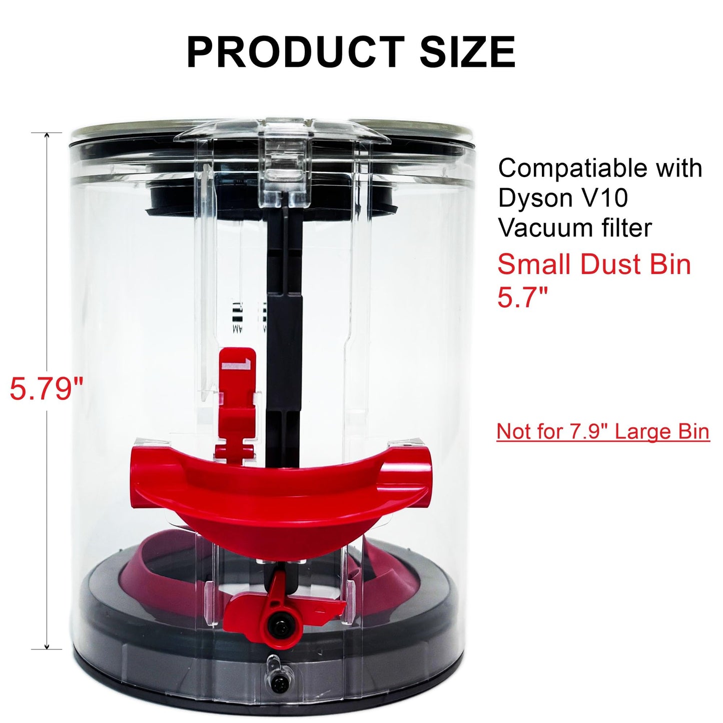 Youguobeier Dust Bin Compatiable with V10 SV12 Vacuum Cleaner, 5.79 Inch, With a Filter, Part No. 969509-01 (5.79 Inch)
