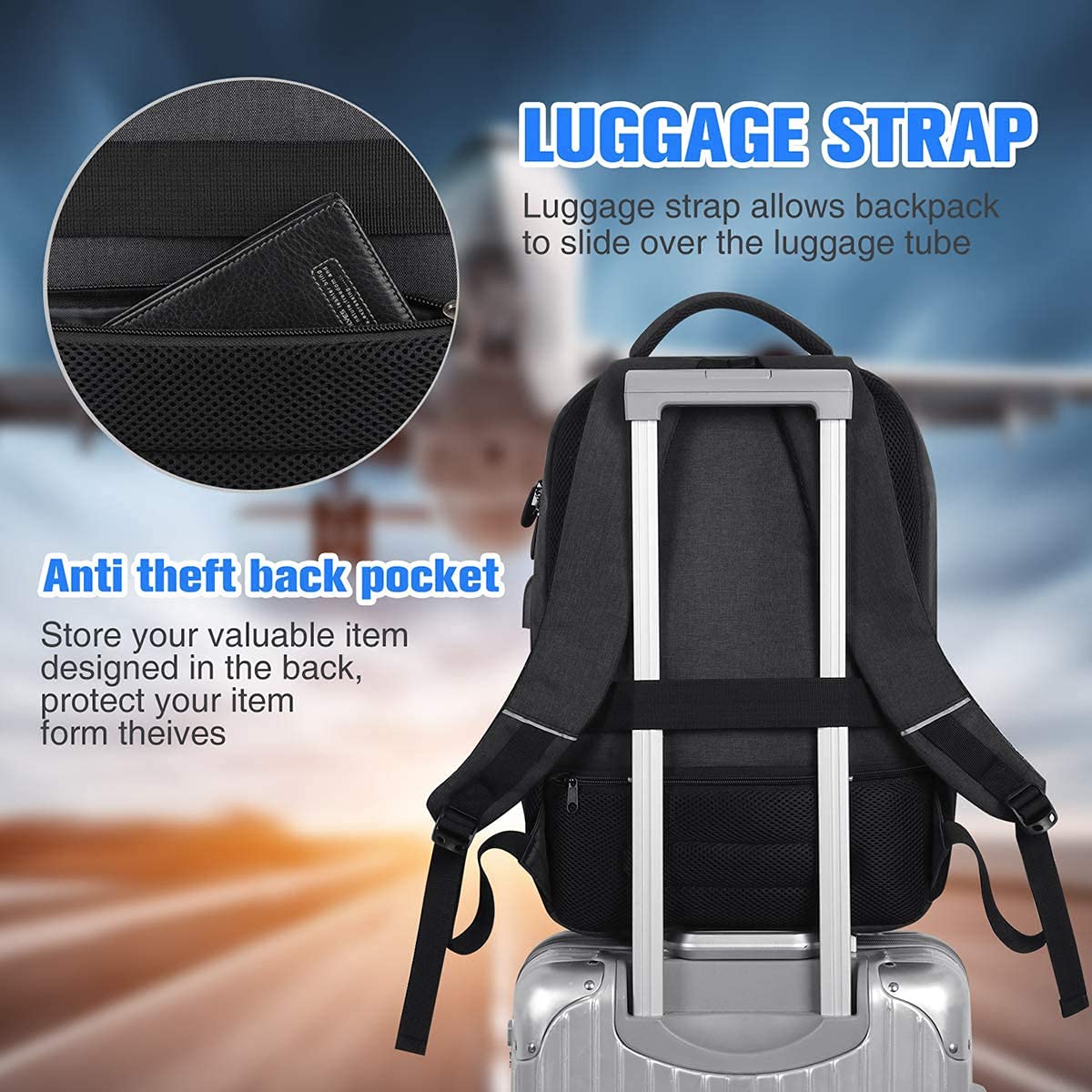 17.3inch Laptop Backpack for Men and Women with Computer Compartment & USB Charging Port,Back Pack for Travel Business Work University,School Backpack for Teen Boys,Sac a Dos Ordinateur Portable