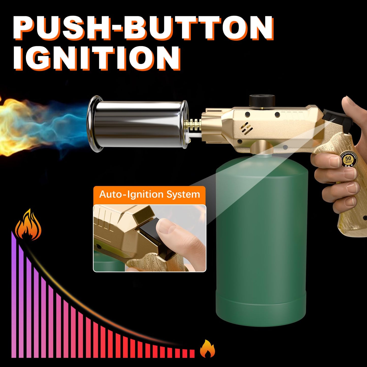 Propane Torch Gun, Powerful BBQ and Cooking Torch with Automatic Ignition, Handheld Kitchen Torch, Blow Torch Ideal for Searing Steaks, Welding and Festive Gifting