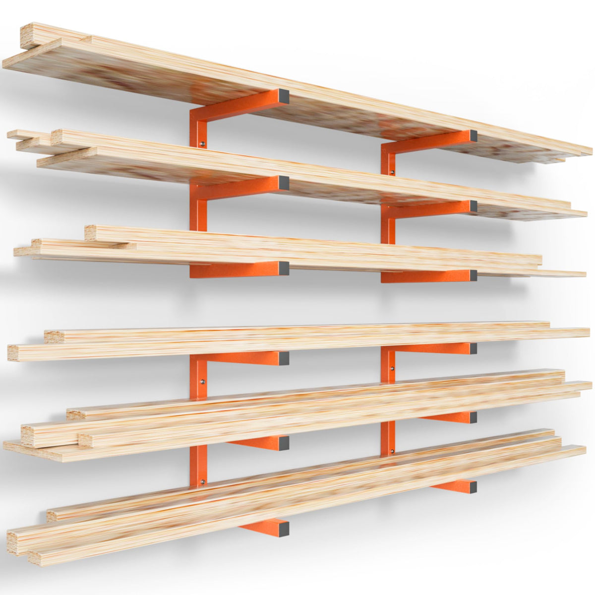 YYR Wood Organizer and Lumber Storage Rack Wall Mount, Heavy Duty Metal Shelf with 6-Level Max 1200 lbs, Indoor & Outdoor Use - Orange