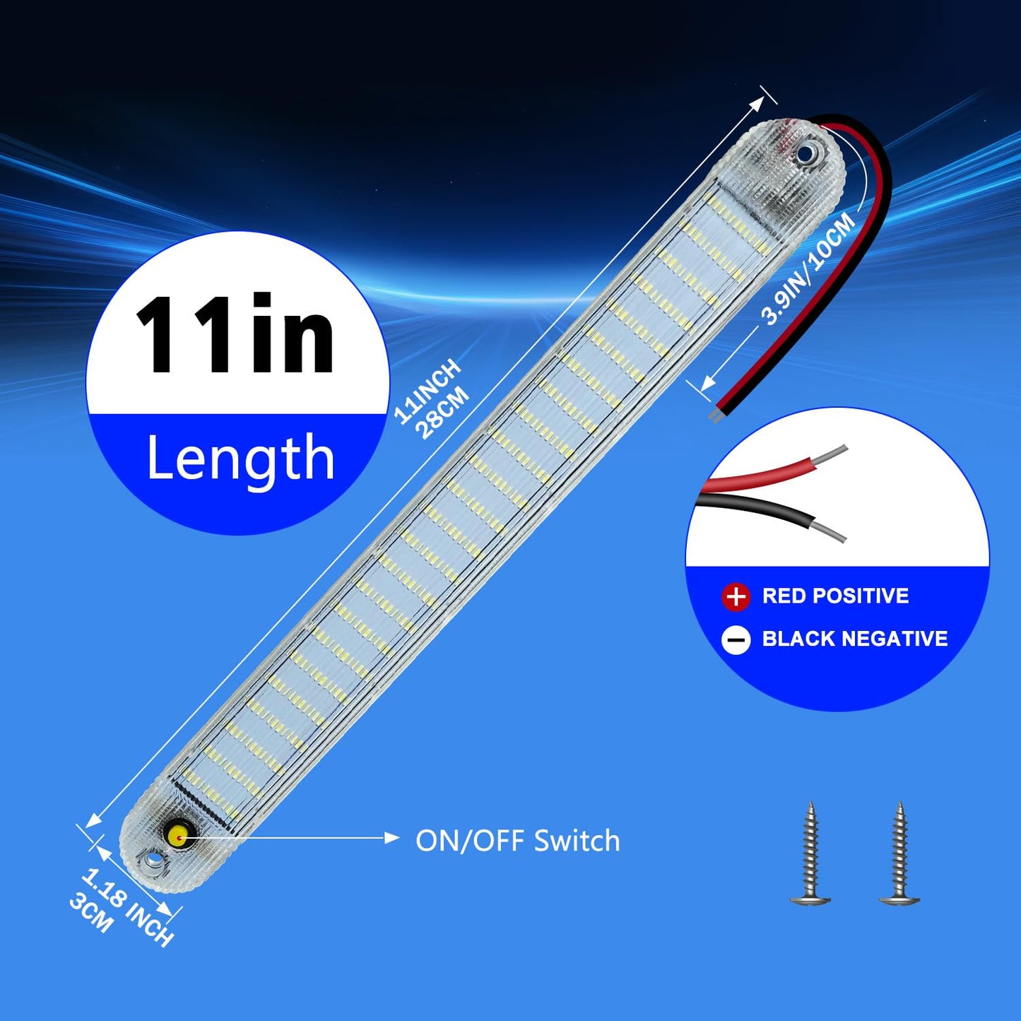 GZ5CG 12V Led Interior Light Bar 8 Packs 72Led 6500K White with ON/Off Switch 11Inch 12V 24V for Enclosed Cargo Trailer RV Van Truck Lorry Camper Caravan Motorhome (8Pcs)