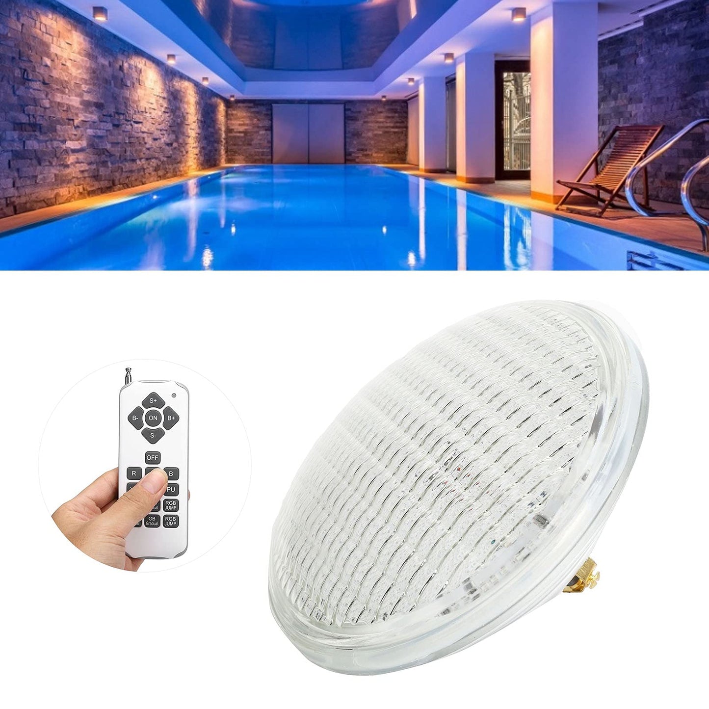 Swimming Pool Light Led Underwater Light Glass Embedded Colorful Lamp Par56 Light Source Diving Light Lighting for Pool Lighting Pool Light Replacement Lighting Products (18W)