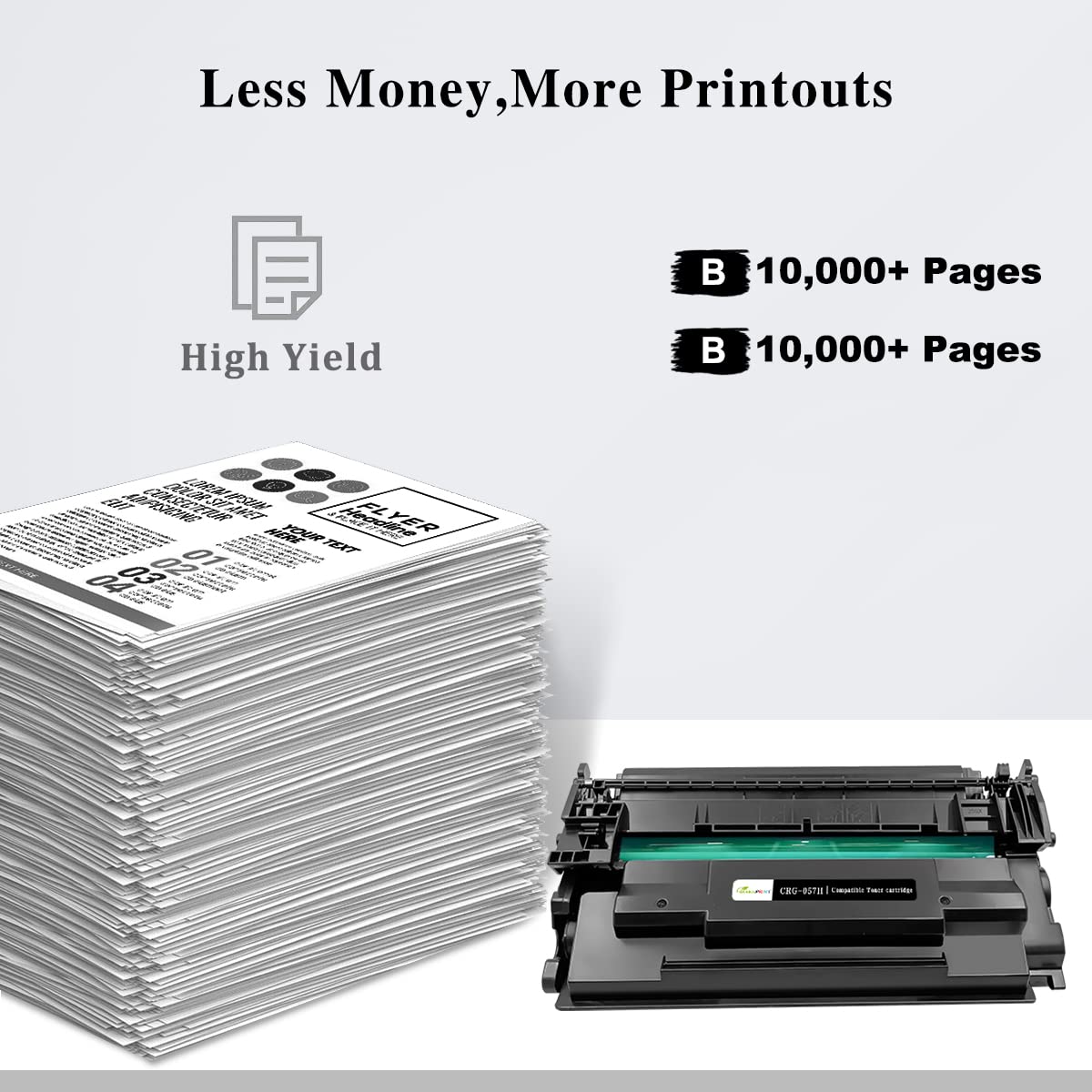 Compatible Toner Cartridges 057H ( 057 ) High Capacity 10000 Pages 2 Blacks for Canon LBP236dw MF445dw LBP226dw MF455dw MF449dw MF448dw MF443dw LBP228dw LBP227dw LBP223dw MF451dw MF452dw Printers
