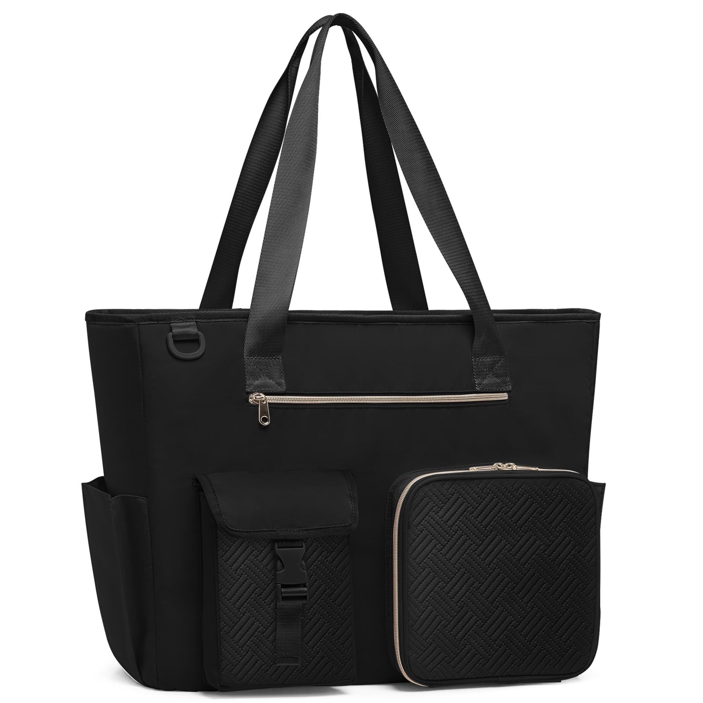 Fasrom XXL Teacher Bag for Work Women with 15.6 inches Laptop Compartment, Extra Large Utility Tote Bags to Hold Teacher Supplies and More, Black (Patent Design)