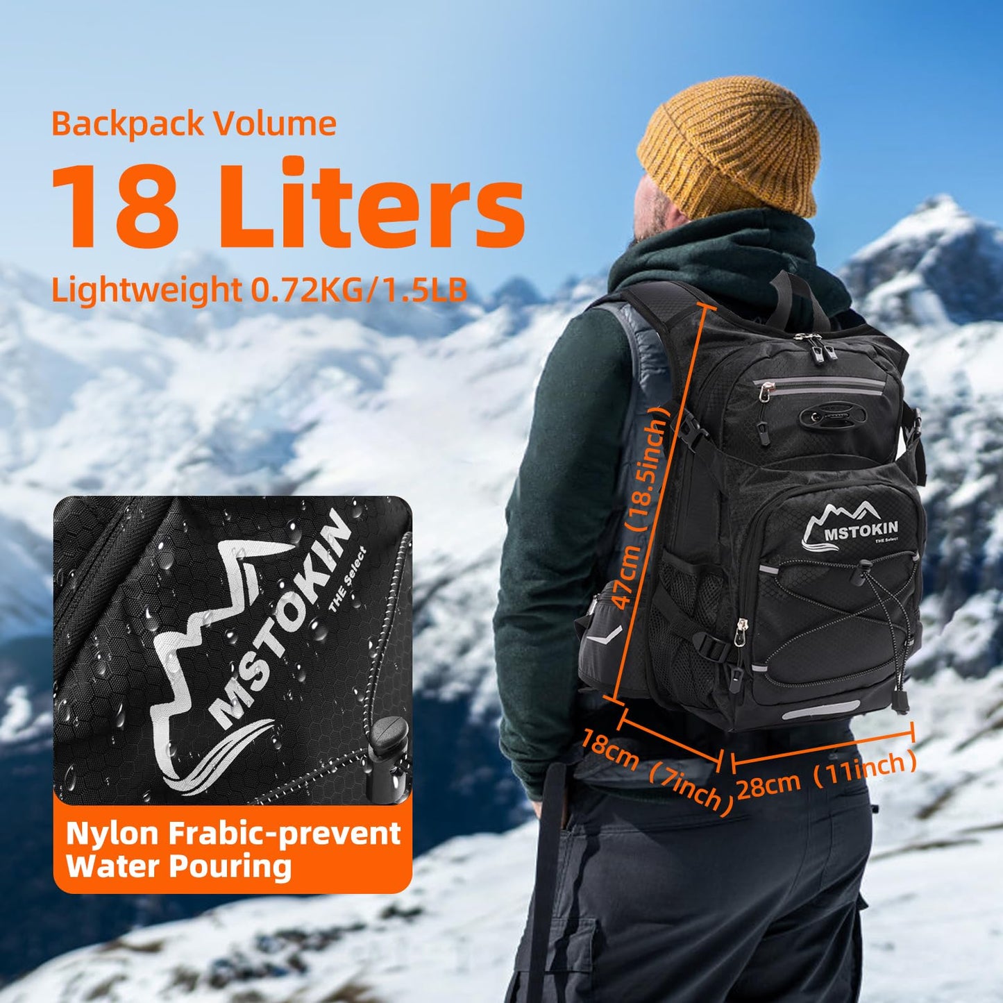 MSTOKIN Hydration Backpack Hydration Pack Hiking Backpack with Water Bladder for Kids Man Women Lightweight Water Backpack Hydration Bag Hiking Bag for Cycling Biking Climbing(Black)