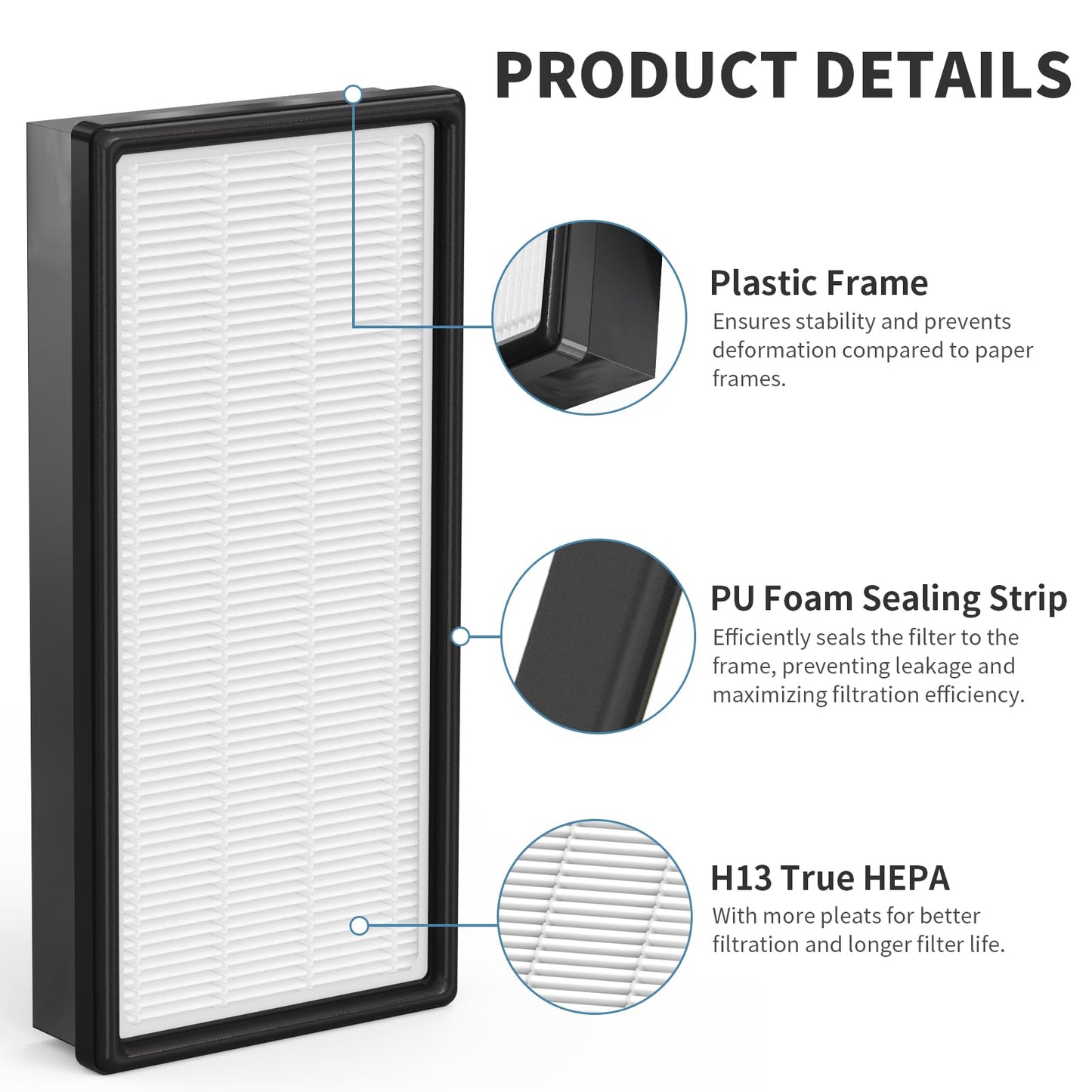 4 True HEPA Replacement Filter H and 8 Carbon Pre-filter B, Compatible with Honeywell Filter H, HRF-H1C,HRF-H2C, HRF-B2C,Honeywell HPA050, HPA060, HPA150, HPA160, HHT055, HHT155 Series Air Purifiers