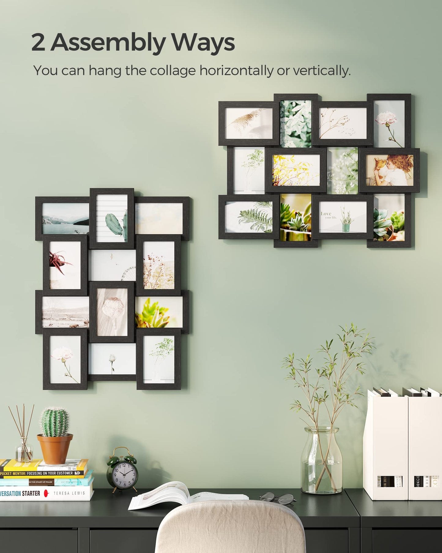 SONGMICS Collage Picture Frames, 4x6 for Wall Decor 12 Pack, Assembly Required, Ink Black URPF26BK