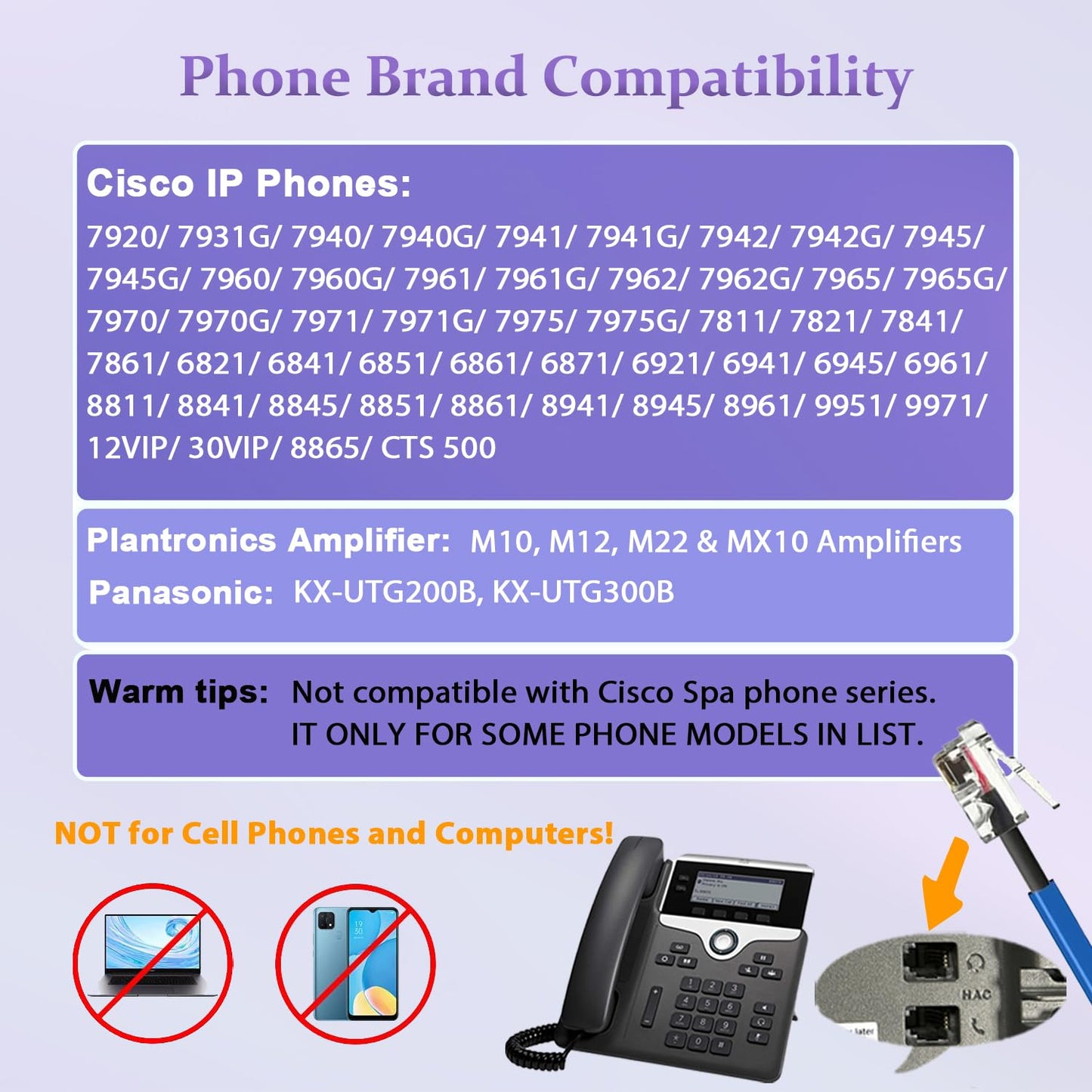 Callez RJ9 Phone Headset with Noise Cancelling Mic & Mute Switch, Corded Telephone Headset for Cisco 8851 8845 8841 8811 7965 7962 7945 7941 7841 7821 6941 6851 Office Landline Phones