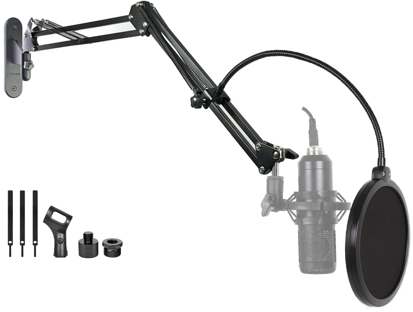 Upgrade Mic Wall Mount,Microphone Boom Arm Wall Stand Holder for Logitech Blue Yeti,Razer,HyperX,Shure,Rode Mic Broadcasting, Voice-Over Sound,Streaming and Recording-booth