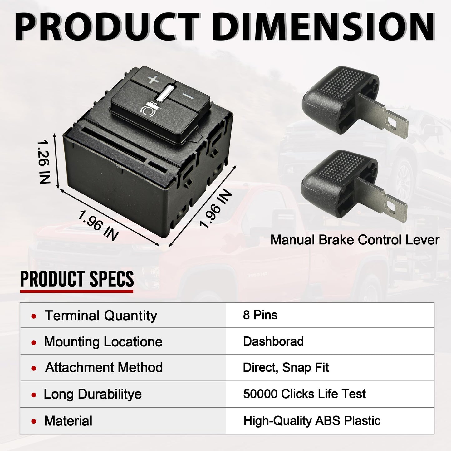 RLP Trailer Brake Control Switch Assembly Compatible with 2014-2020 Chevy Colorado Silverado Suburban GMC Canyon Sierra Yukon Replacement for 84108373 23145874