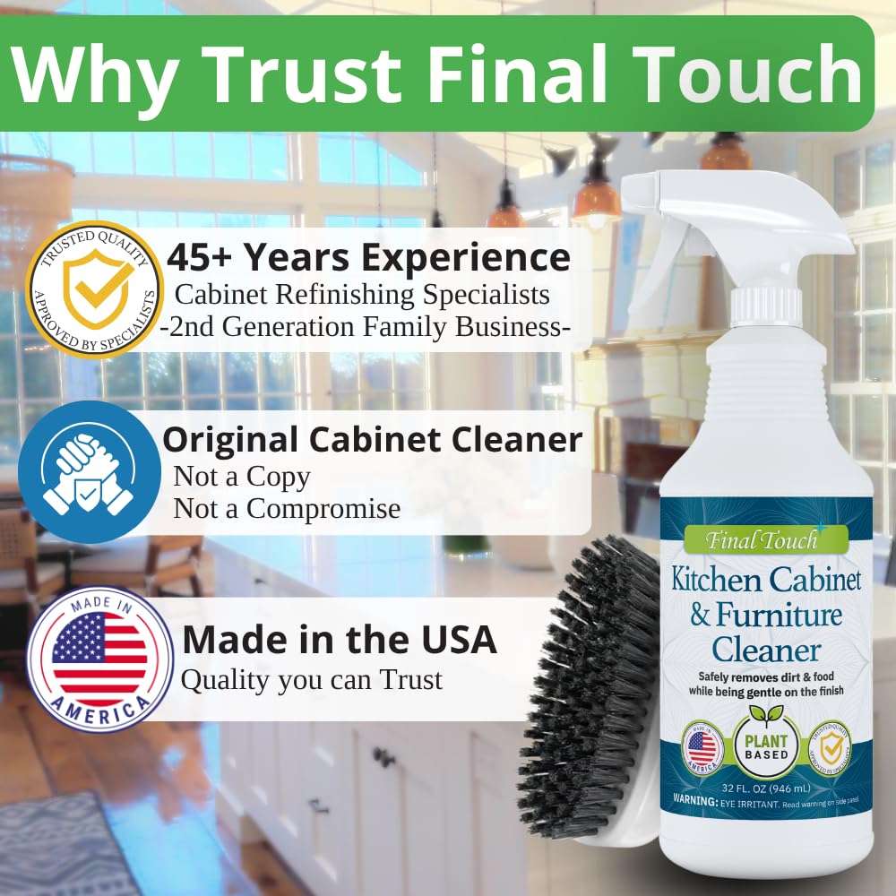 Kitchen Cabinet Cleaner - Plant Based Cleaner Solution for Cabinet Finishes, Safe for Daily Use, No Residue, Eco-Friendly - 950ml by Final Touch