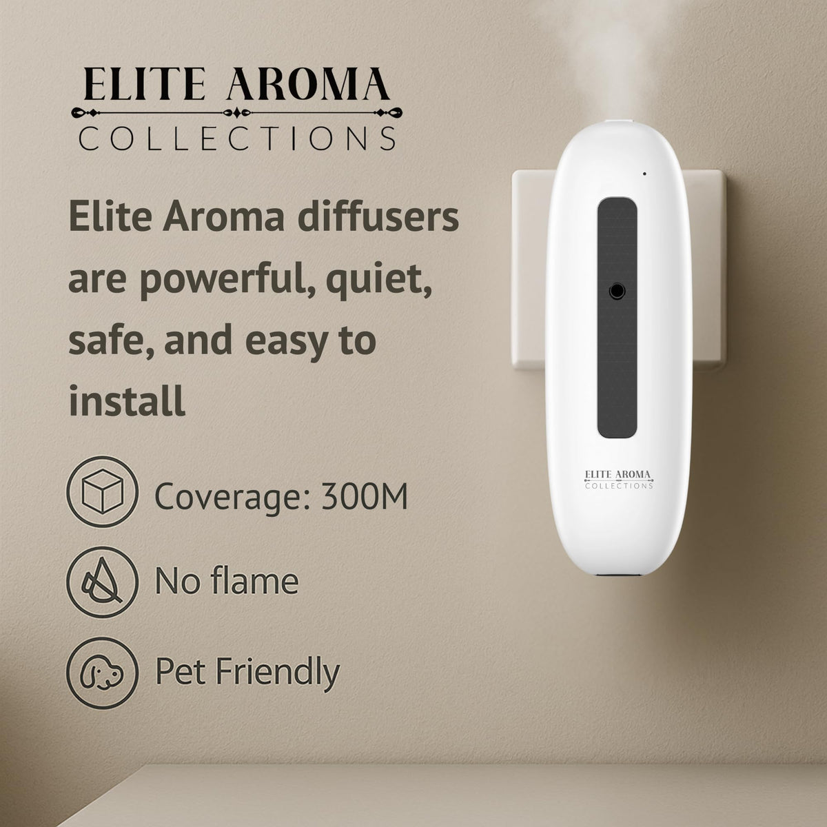 Waterless Essential Oil Diffuser (No Water Needed) – Elite Aroma Collection App-Controlled Cold-Air Scent Diffuser, 100mL, 300m² Coverage, Quiet for Home Spa Hotel Office