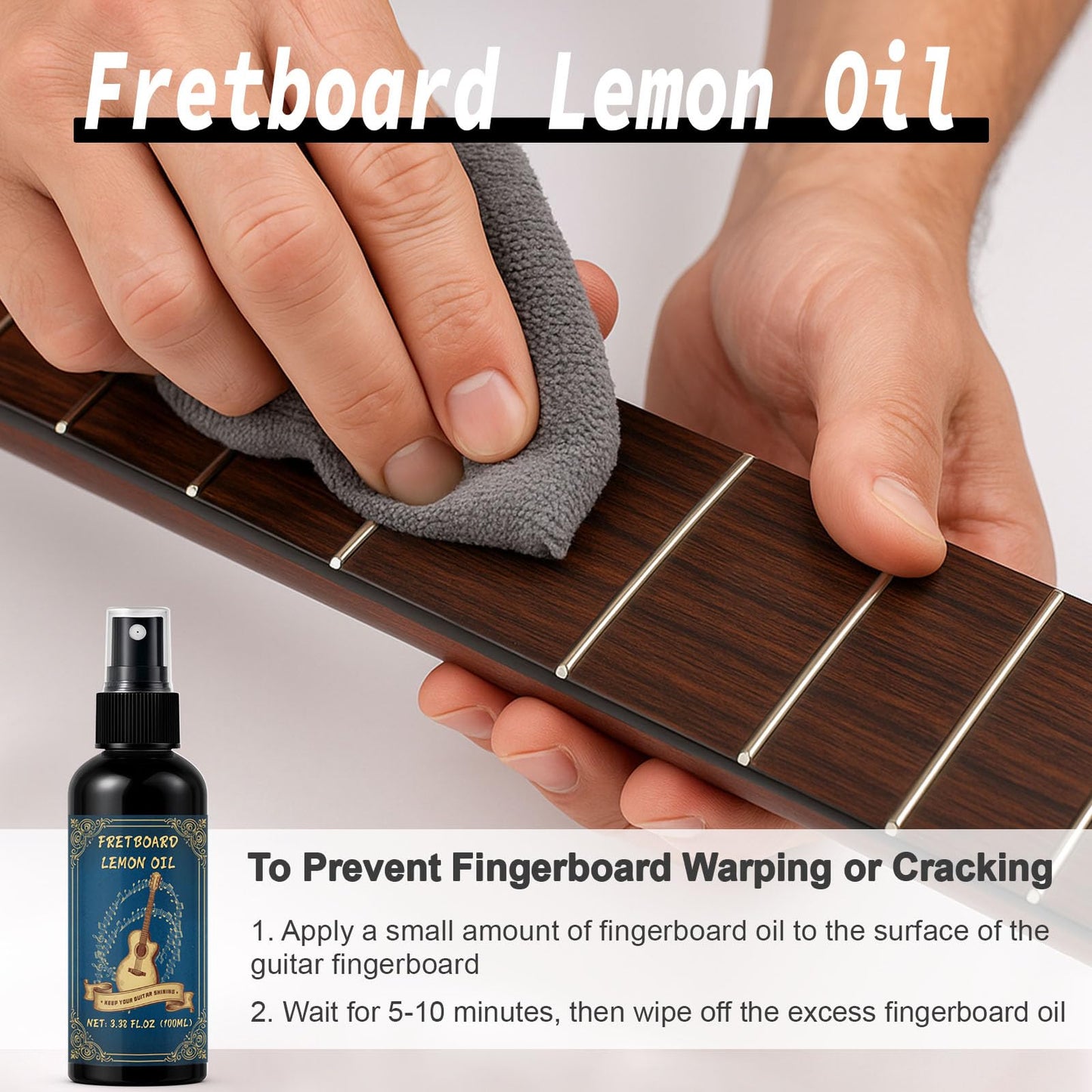 9pcs Guitar Cleaning Kit with Fret Polish, Guitar Cleaner Prevents Wear, Fading, and Cracking, While Keeping Your Instrument in Its Best Appearance and Sound Quality at All Times