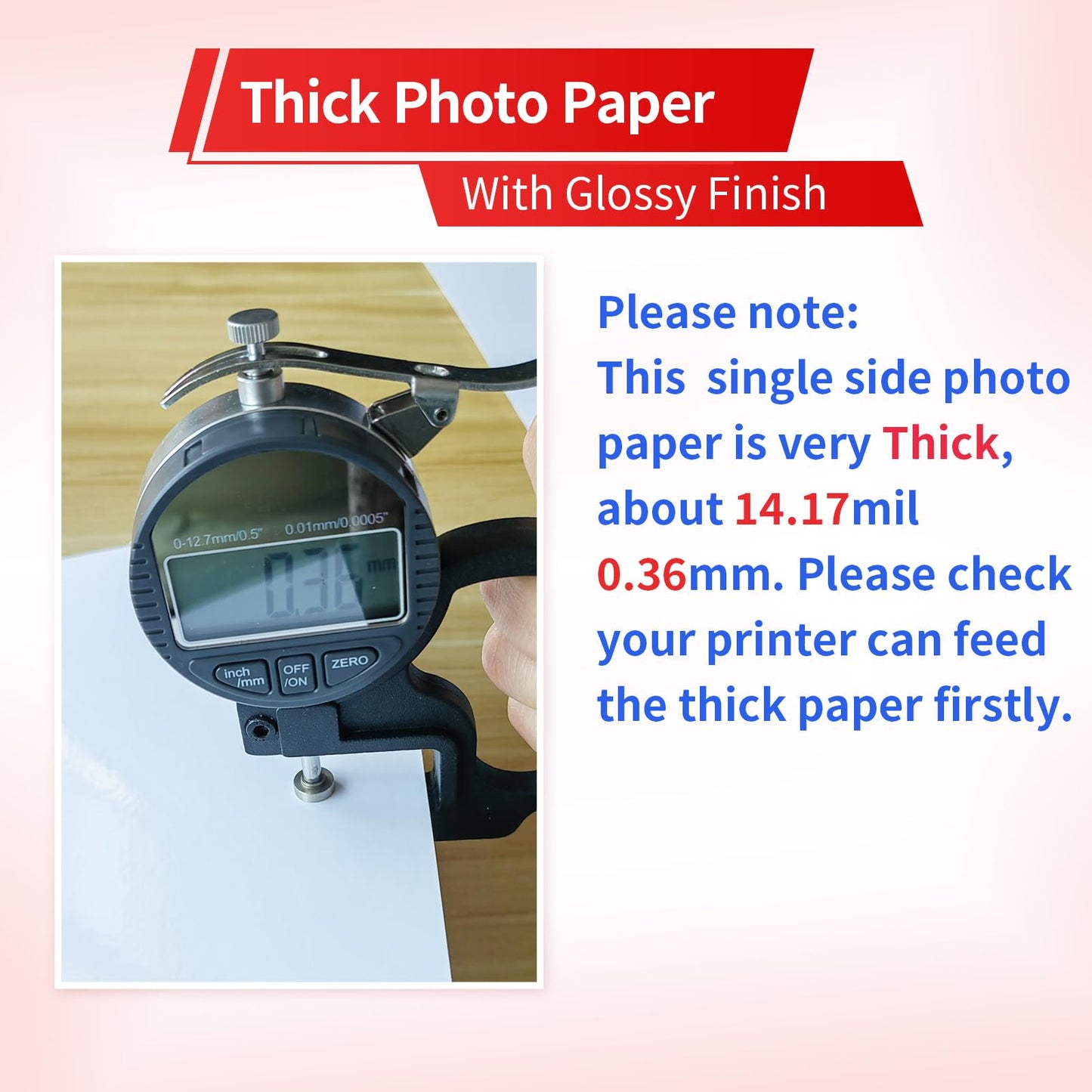 Elygrap Thick Glossy Photo Paper, 300gsm Heavyweight Cardstock Paper for Inkjet Printer and Dye Ink 8.5x11 inch - 100 Sheets for Brilliant Color & Clarity in Photos, Invitations, Postcards