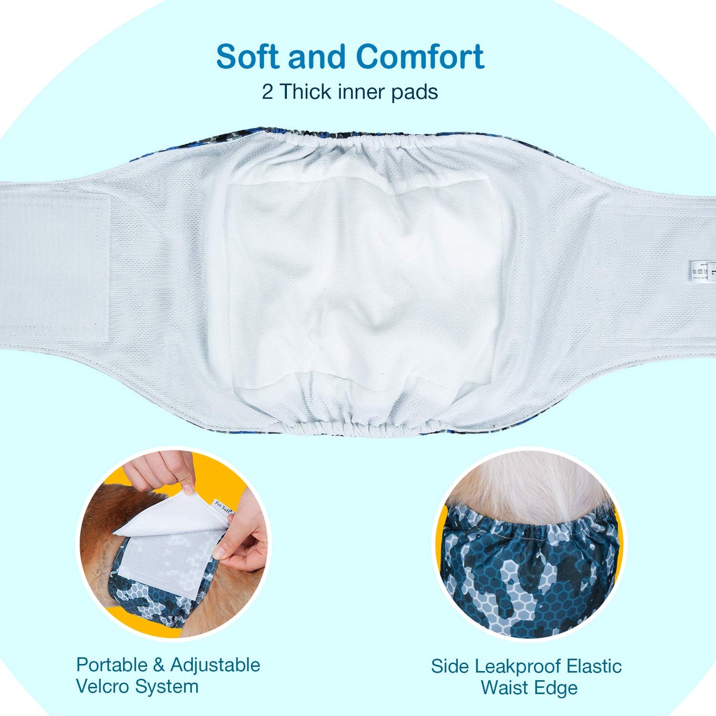 Pet Soft Washable Dog Diapers - Male Dog Belly Bands Diapers for Doggy, Washable Male Dog Belly Wraps 3Pack(Army, XXL)