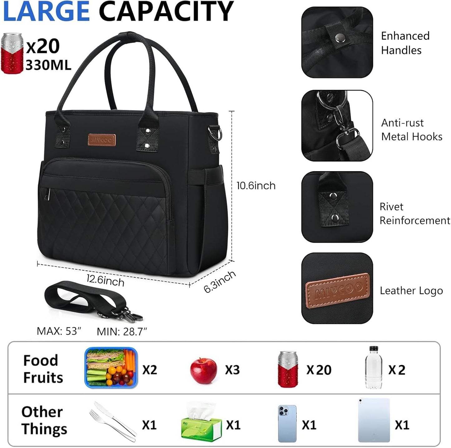 Lunch Bag Lunch Box Women - Leakproof Insulated Lunch Cooler Bag for Women - Large Lunch Tote Bags Adults