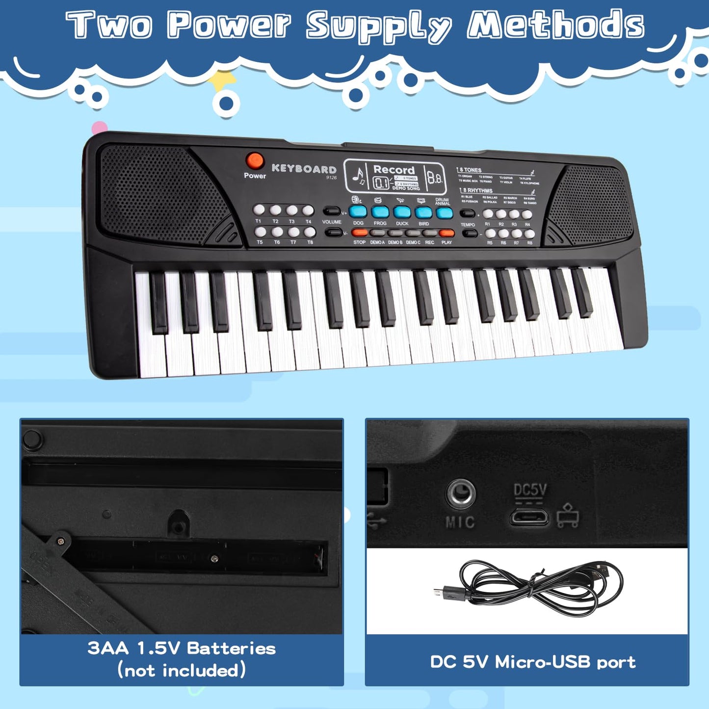 Kids Keyboard Piano 37 Keys Piano for Kids Electronic Piano with Microphone Educational Musical Toys for 3 4 5 6 Year Old Boys Girls Gifts Age 3-5