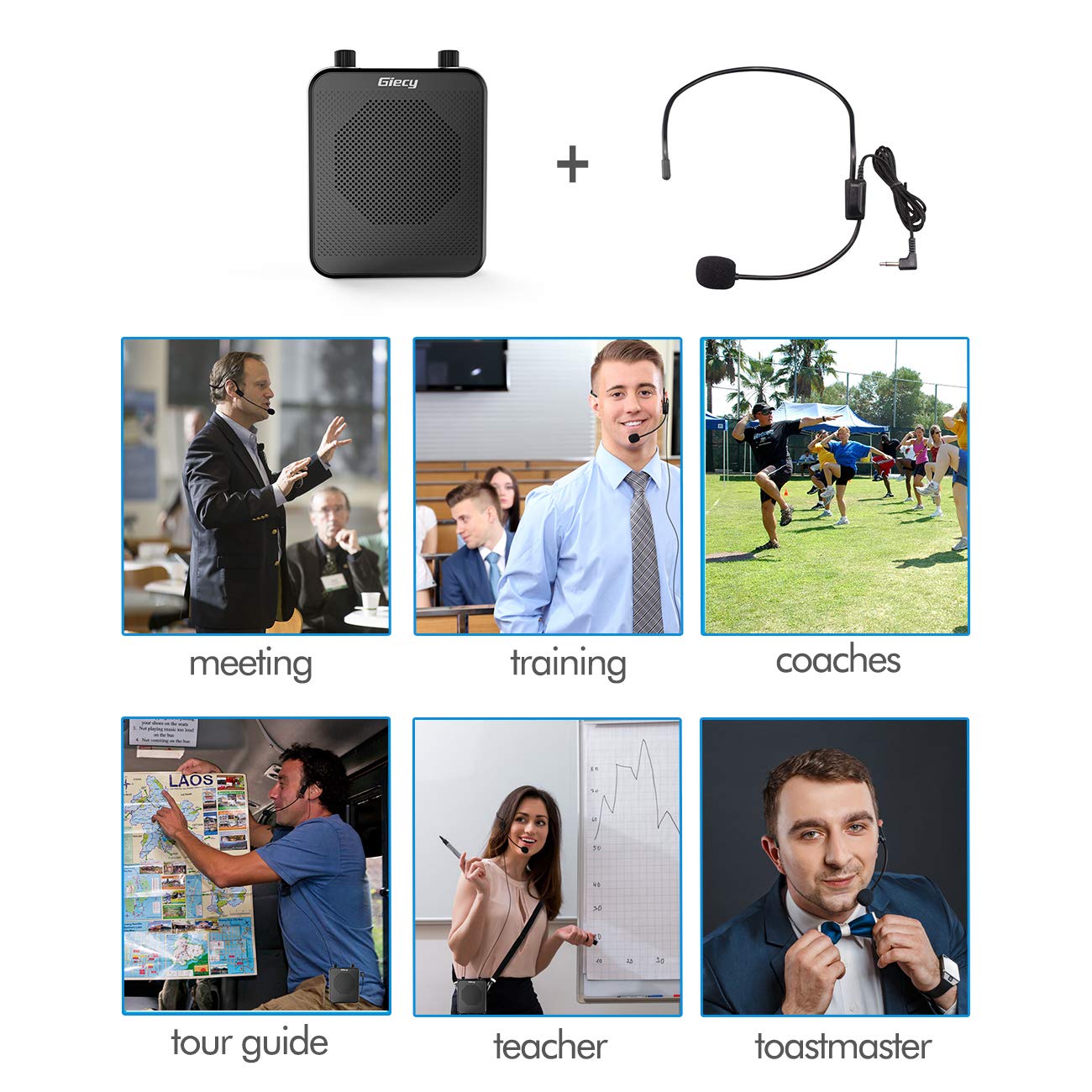 Portable Voice Amplifier, Giecy Bluetooth 30W 2800mAh Rechargeable PA System Speaker for Multiple Locations, Classroom, Meetings and Outdoors