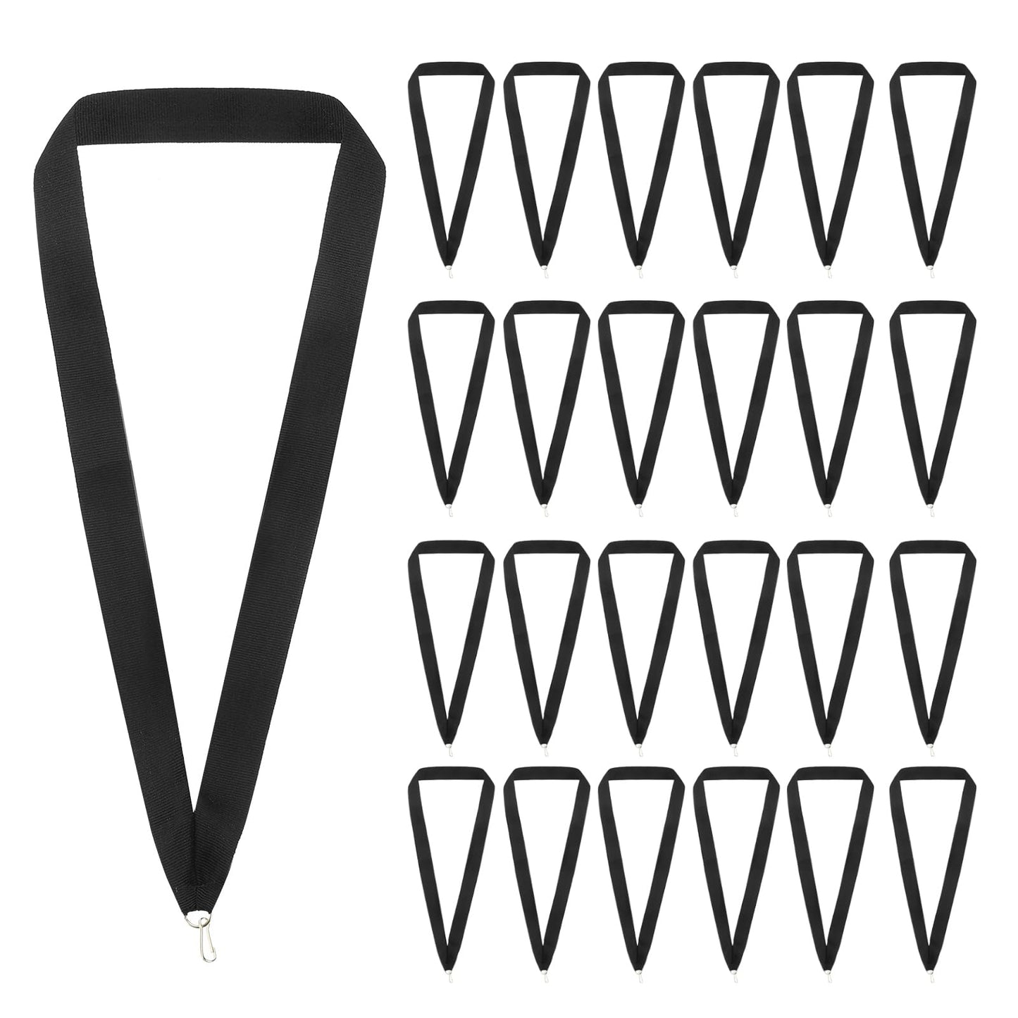 PATIKIL Award Neck Ribbons with Snap Clips, 66 Pack Polyester Medal Lanyards Blank Award Ribbon for Competitions Achievement Sports Party, Black