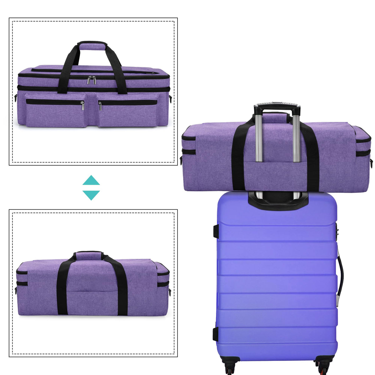 Luxja Double-Layer Bag with Cutting Mat Pocket for Cricut Explore Air (Air2) and Maker, Carrying Bag Compatible with Cricut Die-Cut Machine and Supplies (Bag Only, Patent Design), Purple