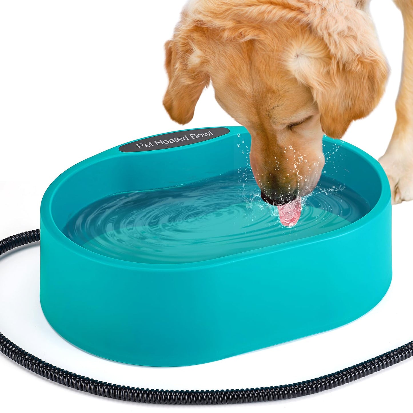 3.7L Extra Large Heated Water Bowl for Outdoor, 35W Thermostatic Control Heating Pet Bowl Dog Gifts with 6.6Ft Bite-Proof Cord for Winter Dogs Cats Chickens Duck Squirrels