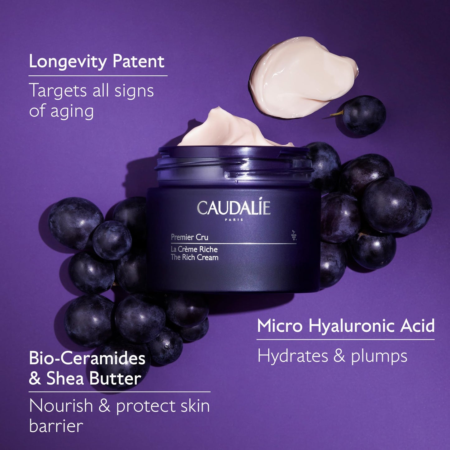 Caudalie Premier Cru The Rich Cream, Skin Barrier Repairing Rich Moisturizer with Ceramides, Refill Pod - 50 mL