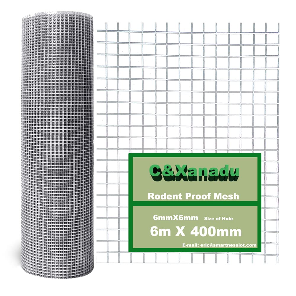 C&Xanadu Rodent Mesh 15.75IN X19.69FT,Hot Dip Galvanised Wire Mesh Roll,Rat Proof Mesh Sheet,Welded Mesh Panels,Stop & Prevent Mice & Mouse Access