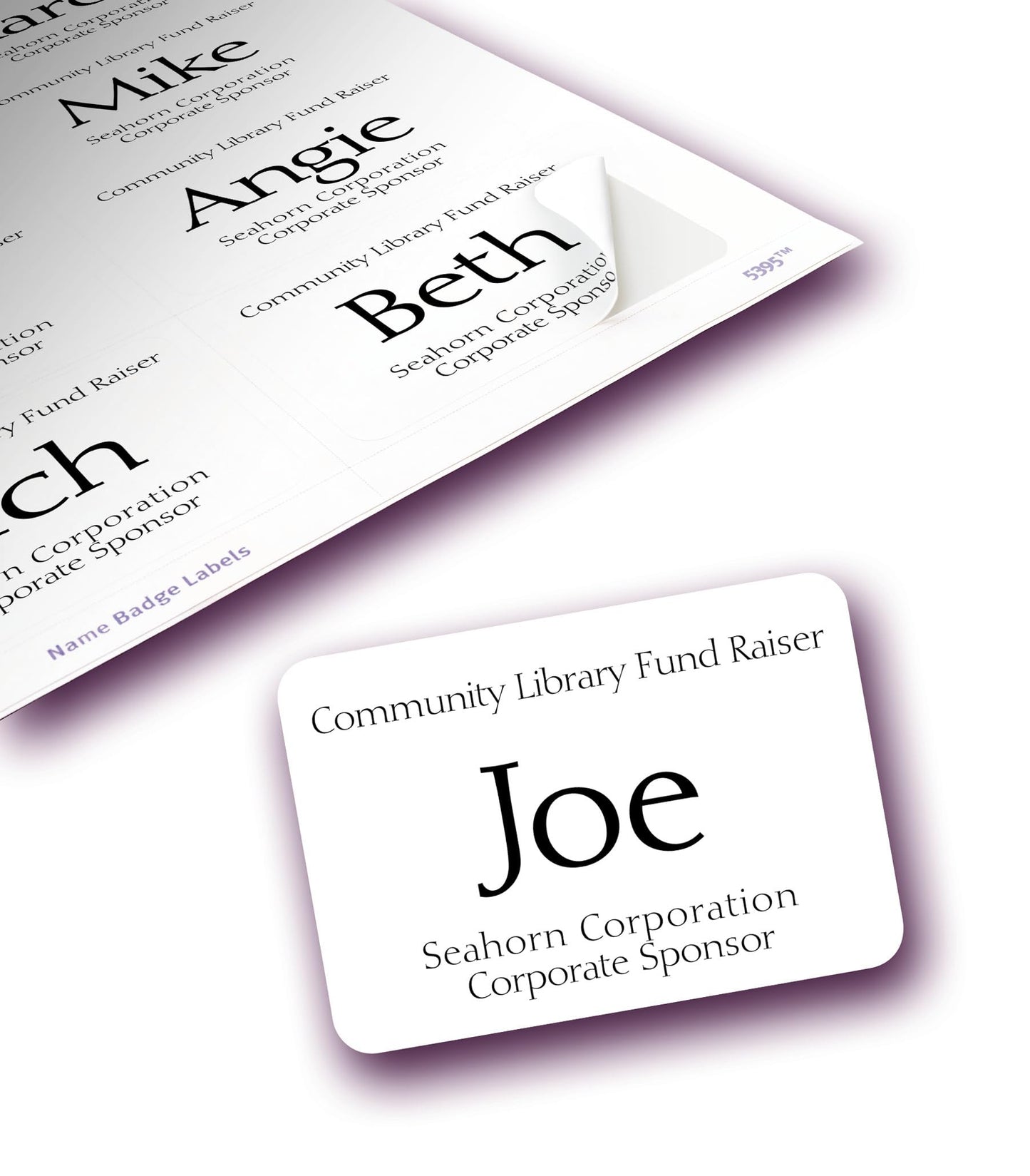 AVERY Flexible Name Badges for Laser and Inkjet Printers, 3-3/8" x 2-1/3", Matte White, Rectangle, 400 Pack (5395)