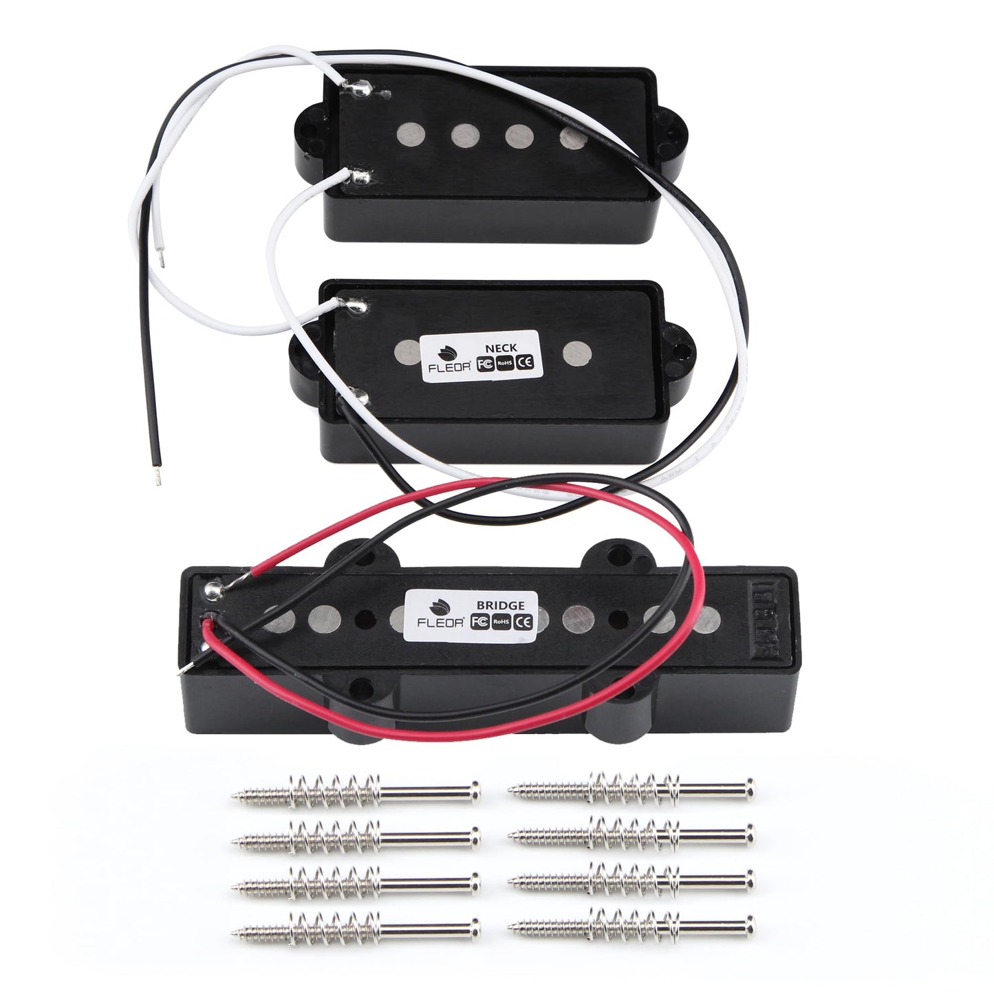 FLEOR Alnico 5 PJ Bass Pickups Neck Bridge Pickups Set for 4-String PB JB Bass Electric Bass