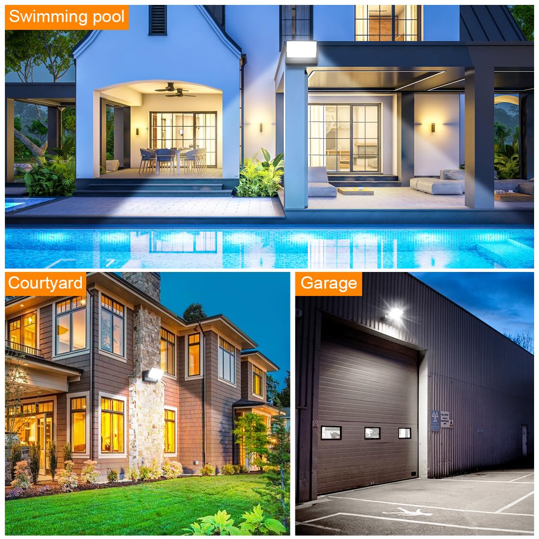 Juyace 60W LED Flood Lights Outdoor Wall Pack Light Exterior Lighting Fixtures for House 360° Rotational 6000lm 5000K IP65 Waterproof Modern Security Floodlights for Above Garage