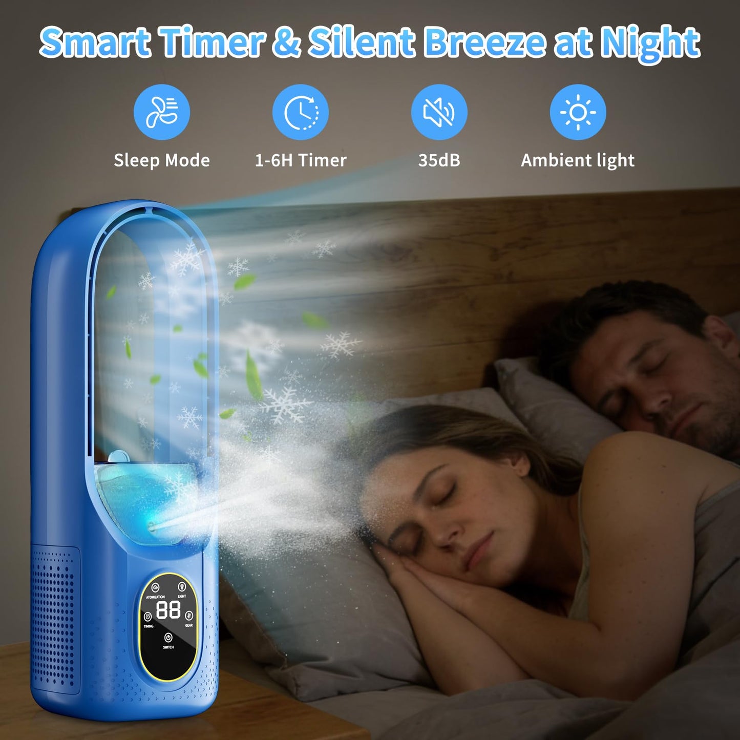 Mini Air Cooler - 3 in 1 Air Conditioner with Water Tank Touch Control - 3 Modes Portable Evaporative Air Cooler - AC Cooler Mist 6H Timer&6 Speeds - Quiet Small Swamp Cooler for Room Office Summer