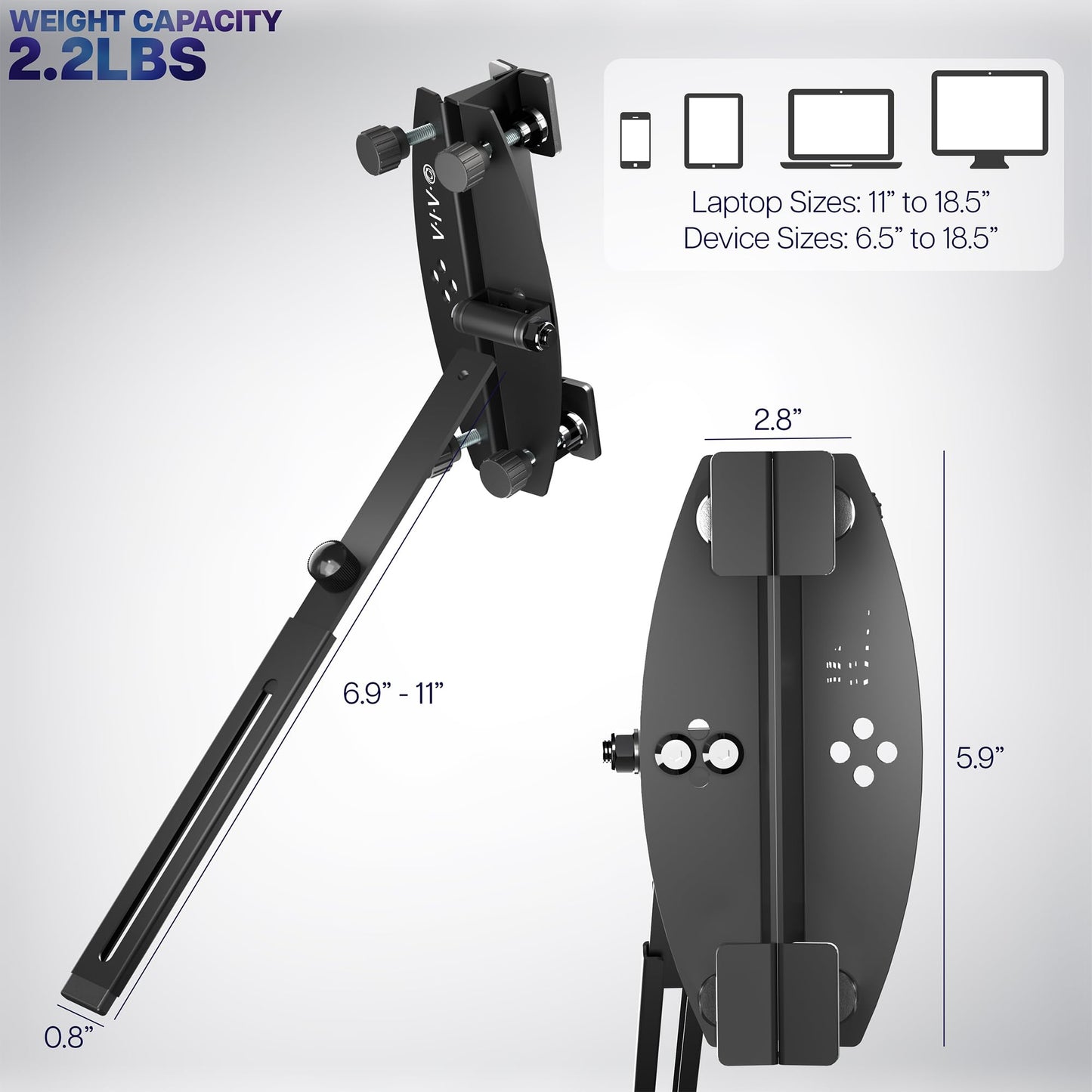 VIVO Portable Monitor Holder for Laptop Screen Extender, Fits Laptops up to 18.5 inches, Black, STAND-PM01A