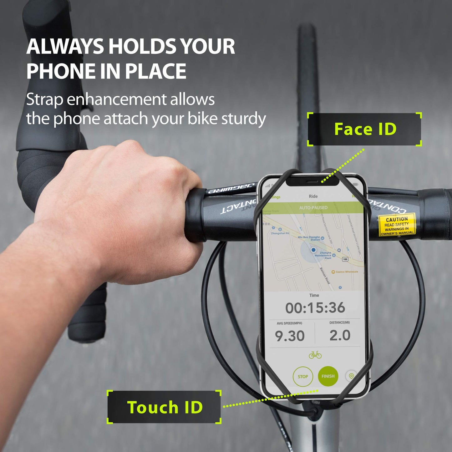 BONE Bike Tie Pro 4, Bike Phone Mount for Stem, Scratch-Free Silicone Bicycle Phone Holder with Shock-Absorbing Design, Compatible with Most Smartphones