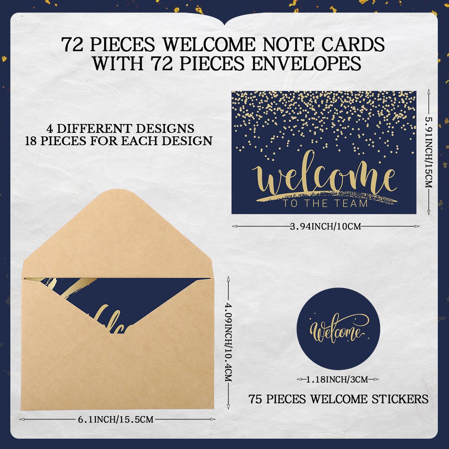 Jetec 72 Sets 4 x 6 Welcome to The Team Gift Cards Welcome to The Team Cards with Envelopes and Stickers Inside Greeting Card Thank You Gifts for New Hire Employees Staff Coworker