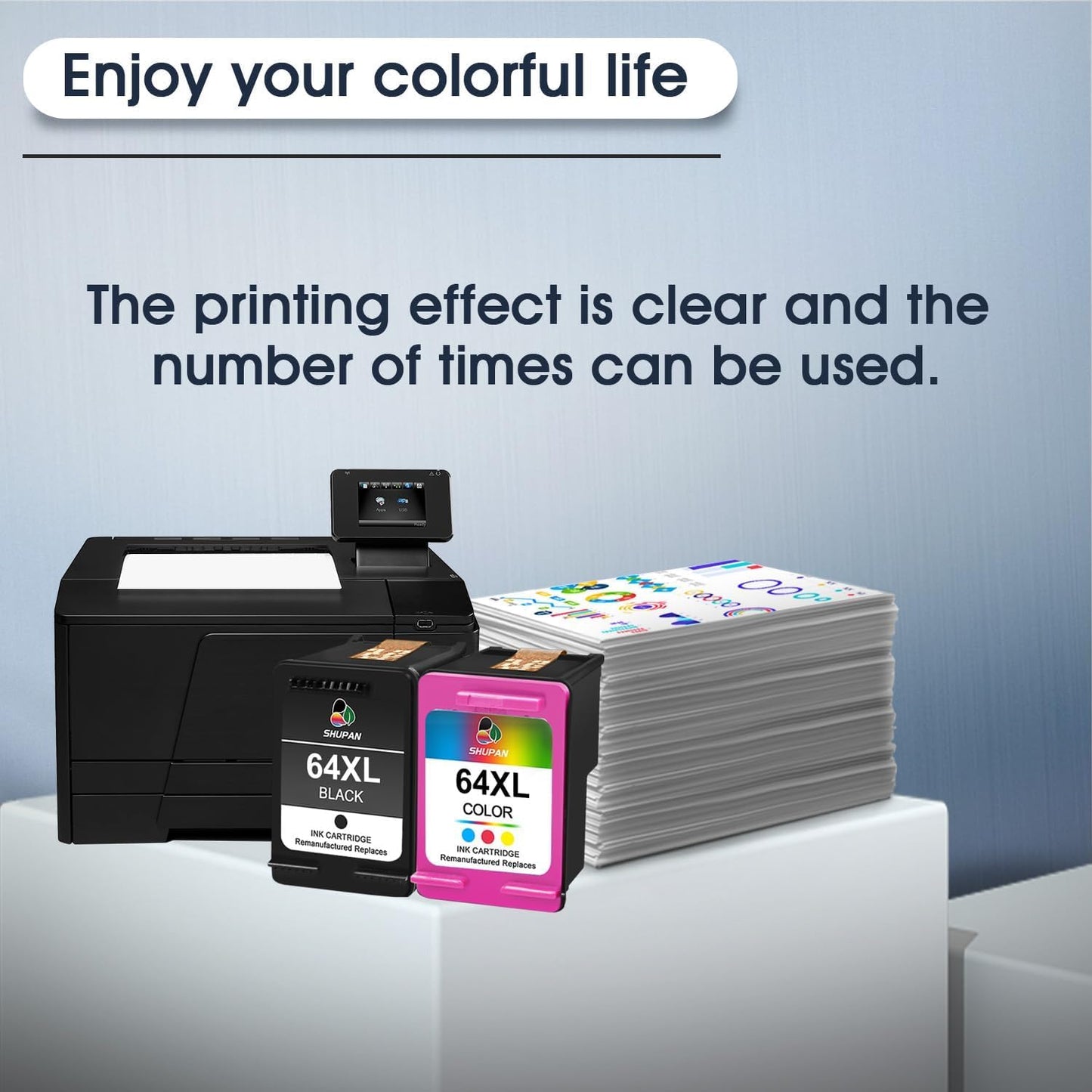 64XL Ink Cartridges Combo Pack Replacement for HP Ink 64 64XL 64 XL Ink for Envy Photo 7855 7858 6252 7800 7100 7155 7158 Tango Tango X Tango Terra (1 Black and 1 Color)