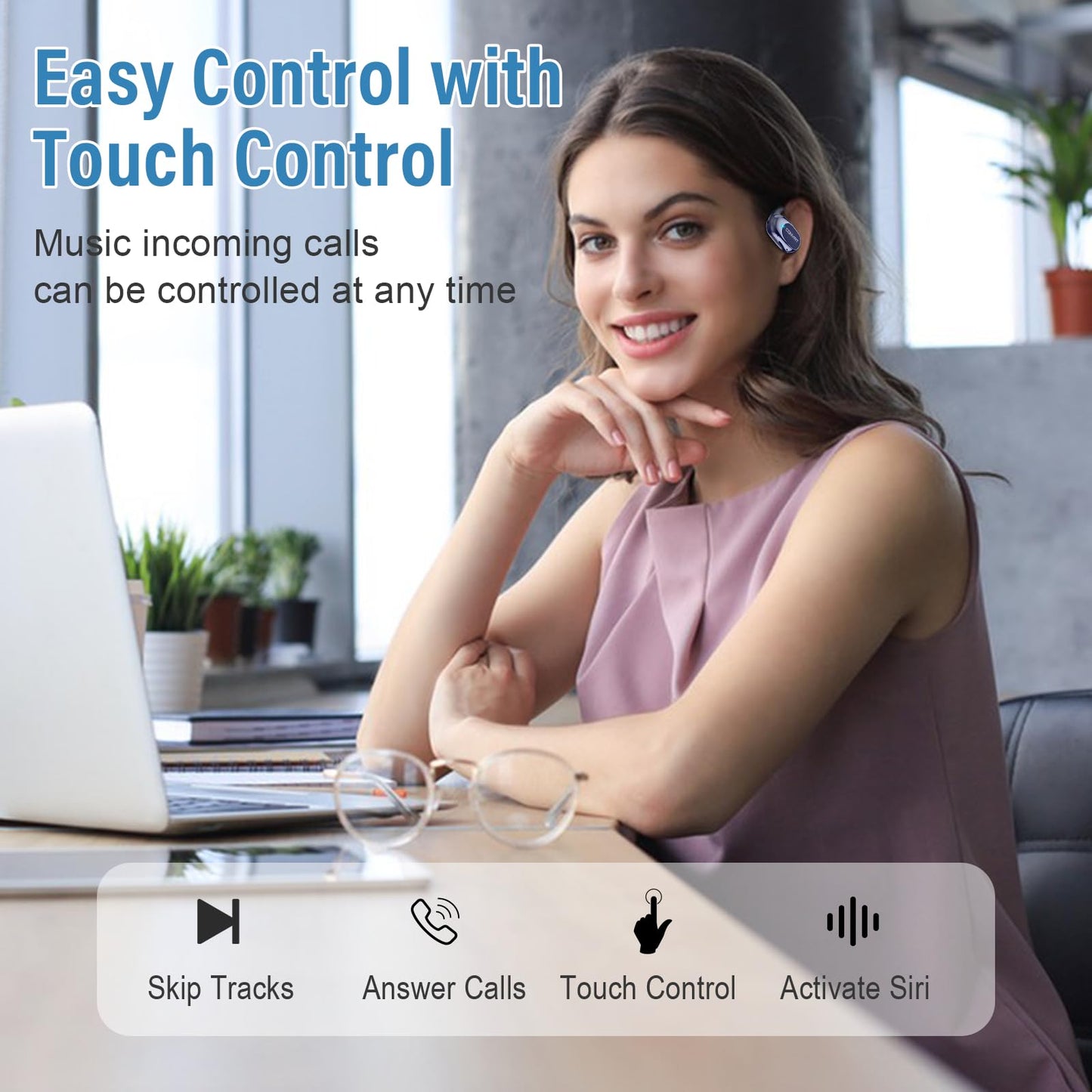 Conyat AI Language Translation Earbuds Real Time, 3-in-1 Translator Earbuds Open Ear with 7 Translation Modes/164 Language, 58H Headphones Translating Device for Travel/Business//Leaning, Blue