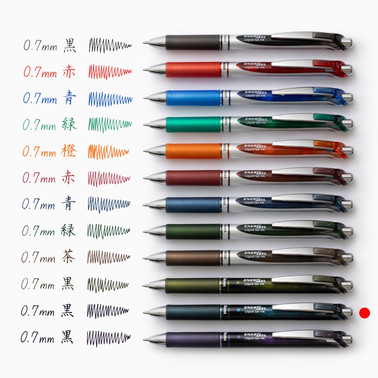 Pentel EnerGel Dark Colours Retractable Gel Roller, 0.7mm Medium Point, Indigo-Black Ink, Box of 10