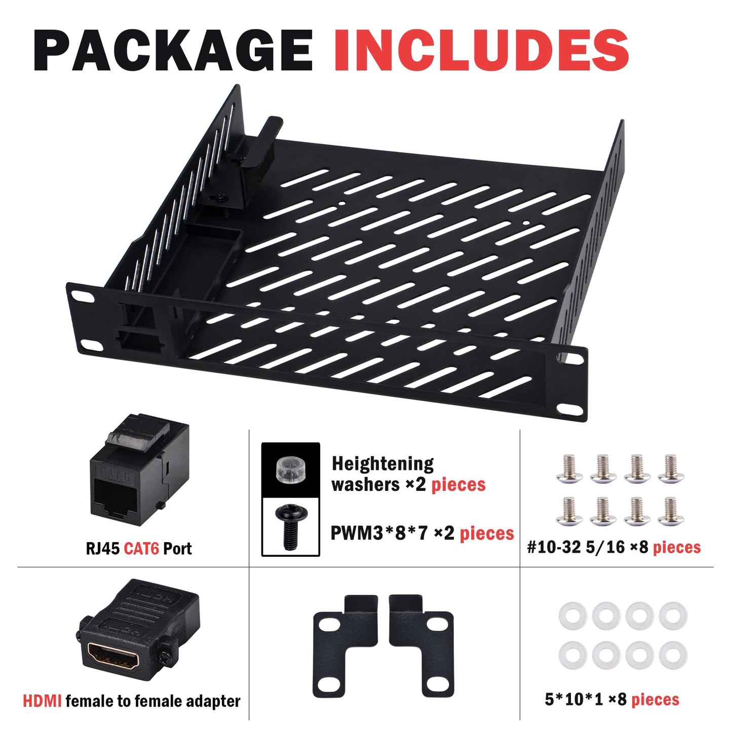GeeekPi 10inch 1U Mini PC Rack Mount Shelf with RJ45 CAT6 Port & Mini HDMI Port for DeskPi RackMate T1/T0