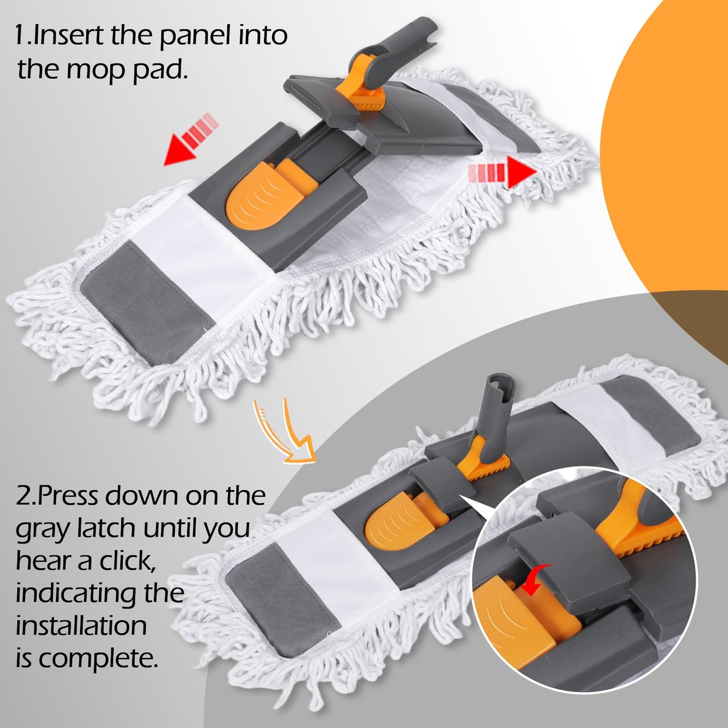 Almcmy Microfiber Mop for Floor Cleaning,Self Wringing Flat Mop,Wet Dry Dust Mops for Hardwood,Tile,Laminate Floor - Grey