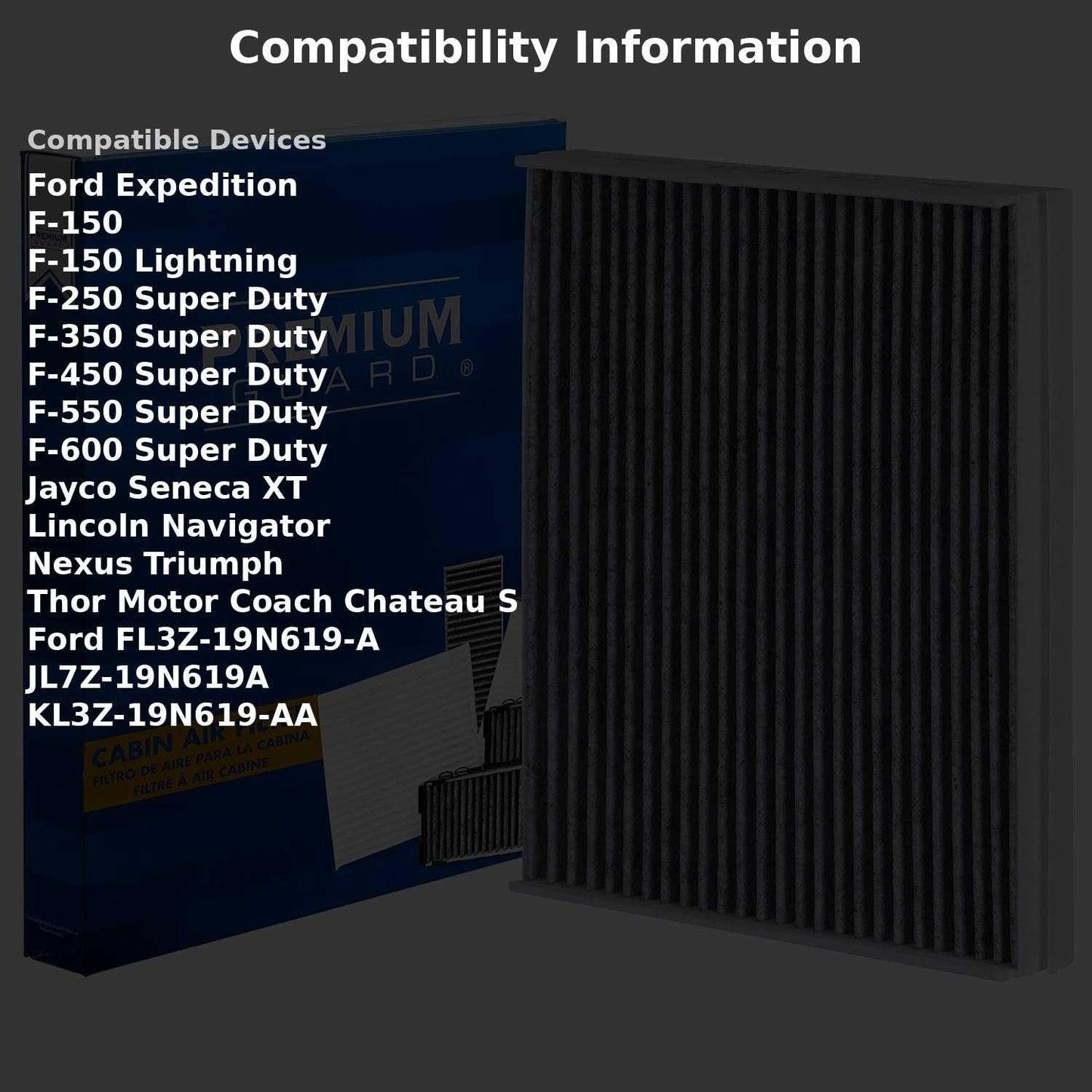 PureFlow HEPA Cabin Air Filter PC8214HX | Fits 2015-2025 Ford F-150, 2017-2025 F-250 Super Duty, F-350 Super Duty, 2018-2024 Expedition, 2017-2024 F-550 Super Duty