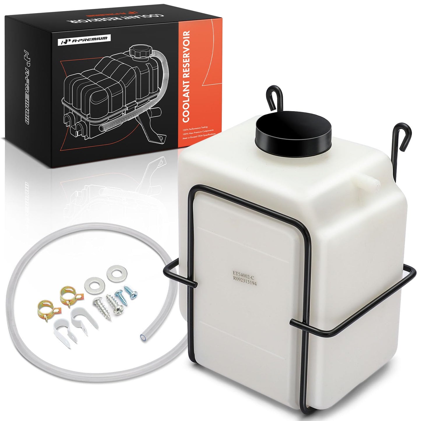 A-Premium Automatic White Universal Coolant Reservoir Bottle Kits Compatible with More Vehicles, W/Mounting Clips, Overflow Tube, Clamps, Cap, Gasket,Screws & More Accessories
