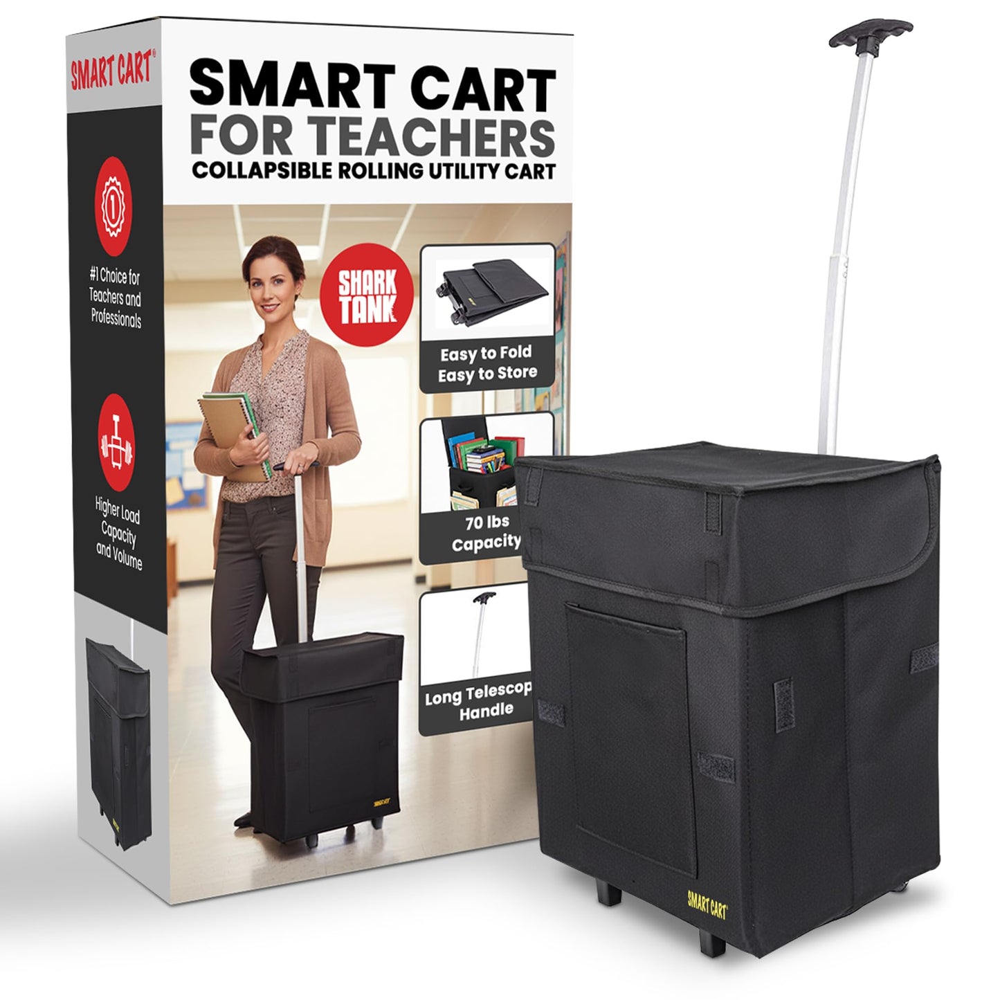 Smart Cart, BLACK Rolling Multipurpose Collapsible Basket Cart Scrapbooking